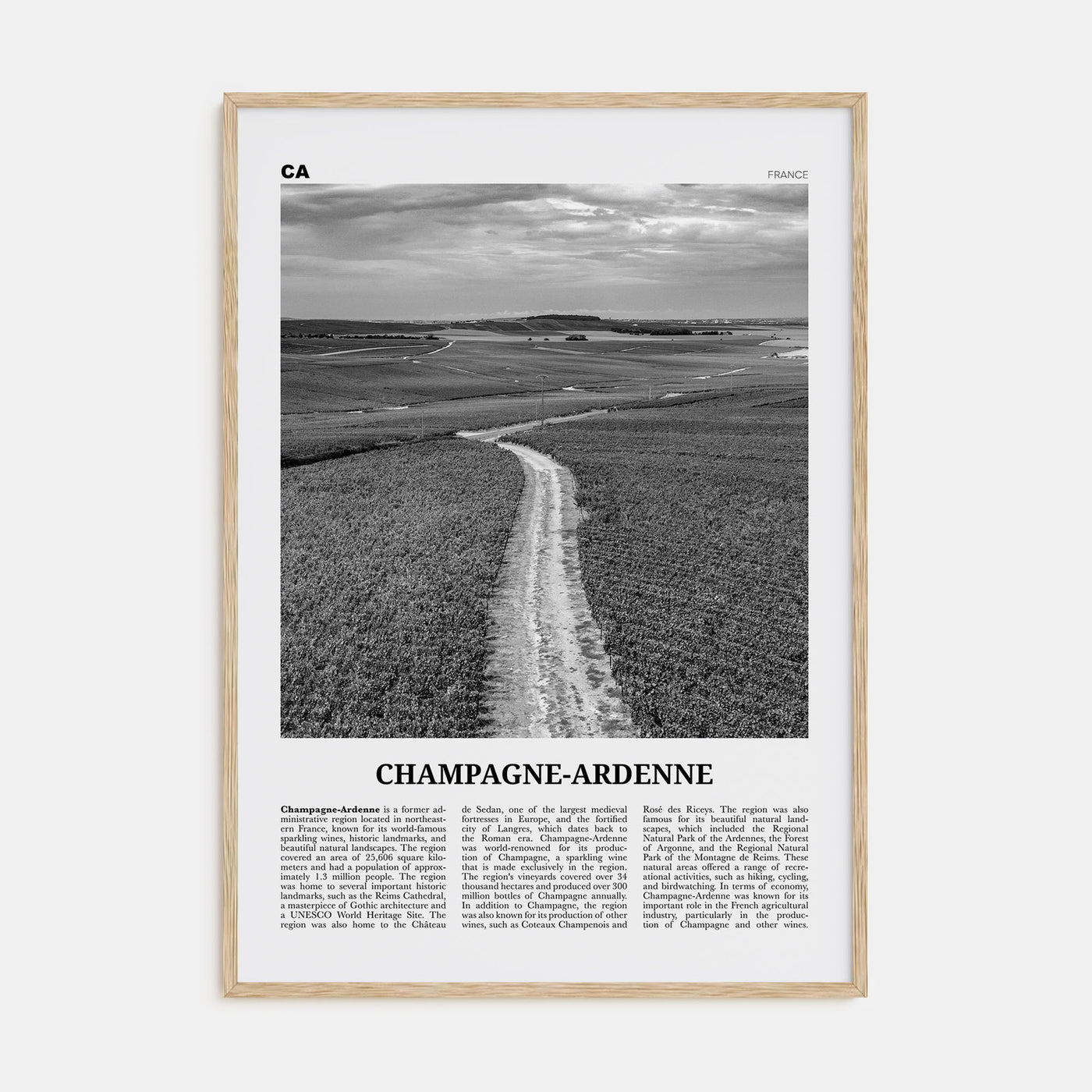 Champagne-Ardenne Travel B&W Poster