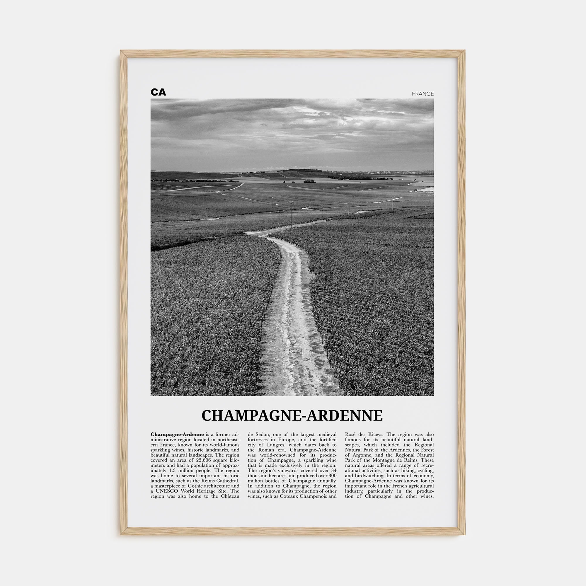 Champagne-Ardenne Travel B&W Poster