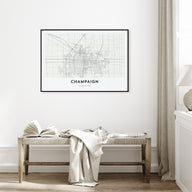 Champaign Map Landscape Poster