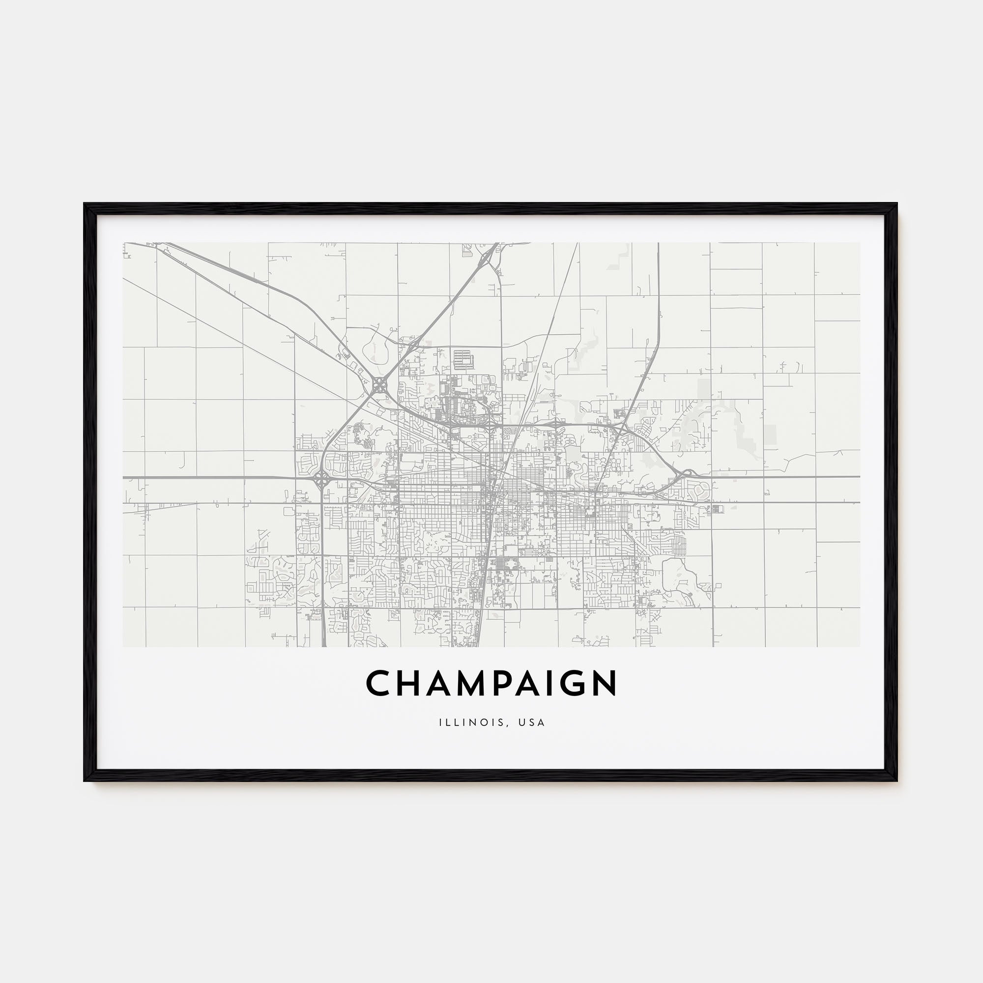 Champaign Map Landscape Poster