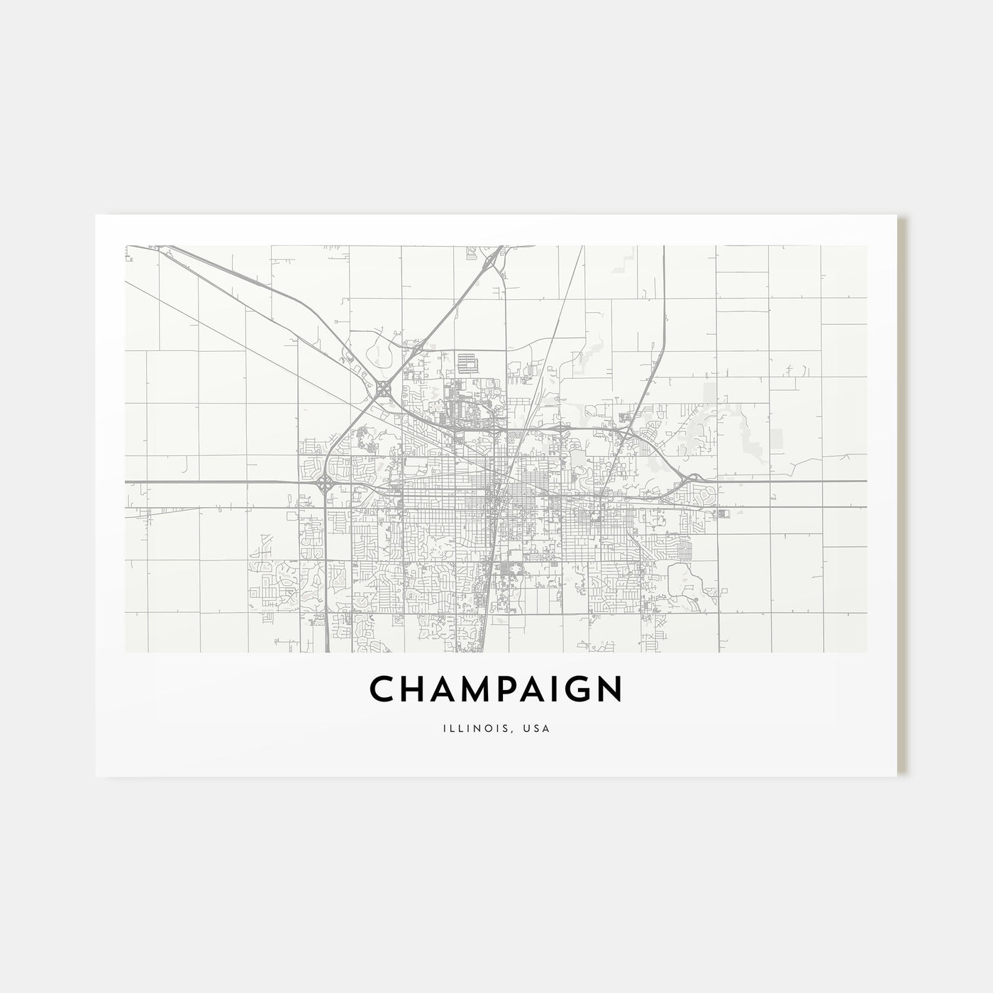 Champaign Map Landscape Poster