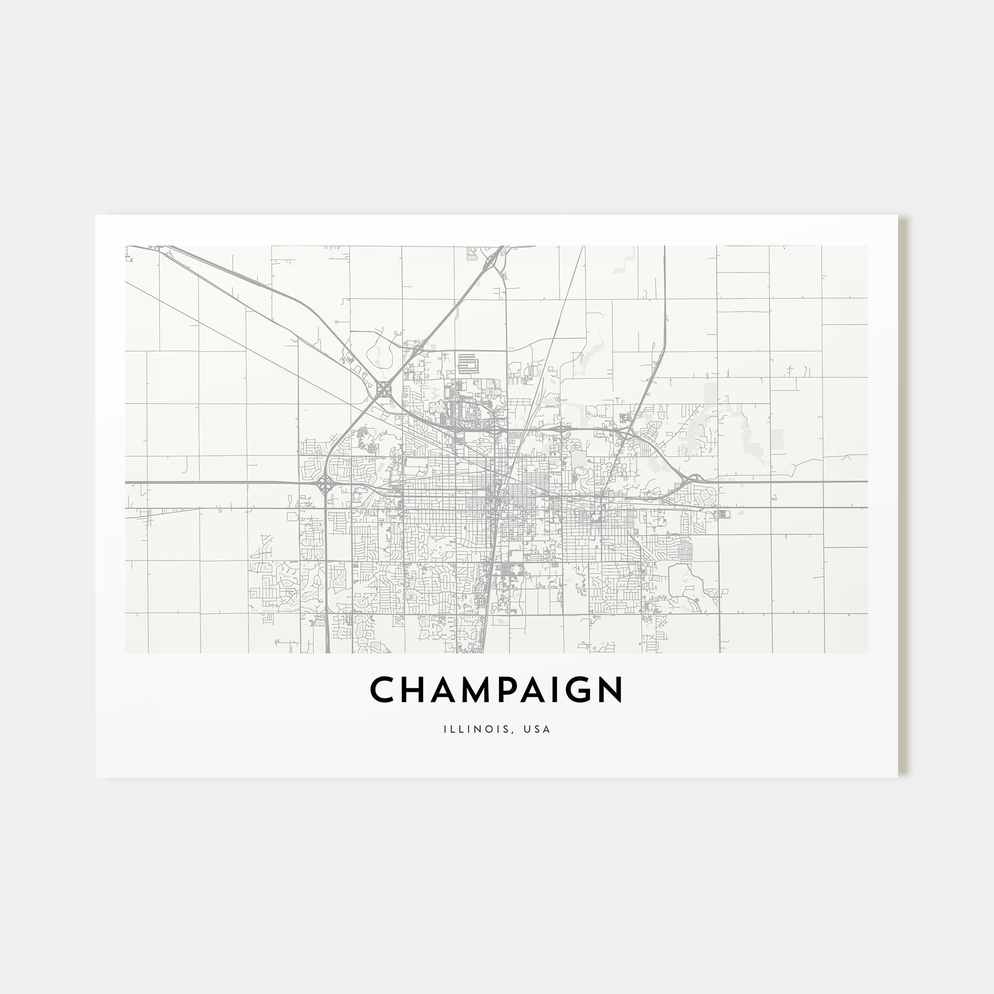 Champaign Map Landscape Poster