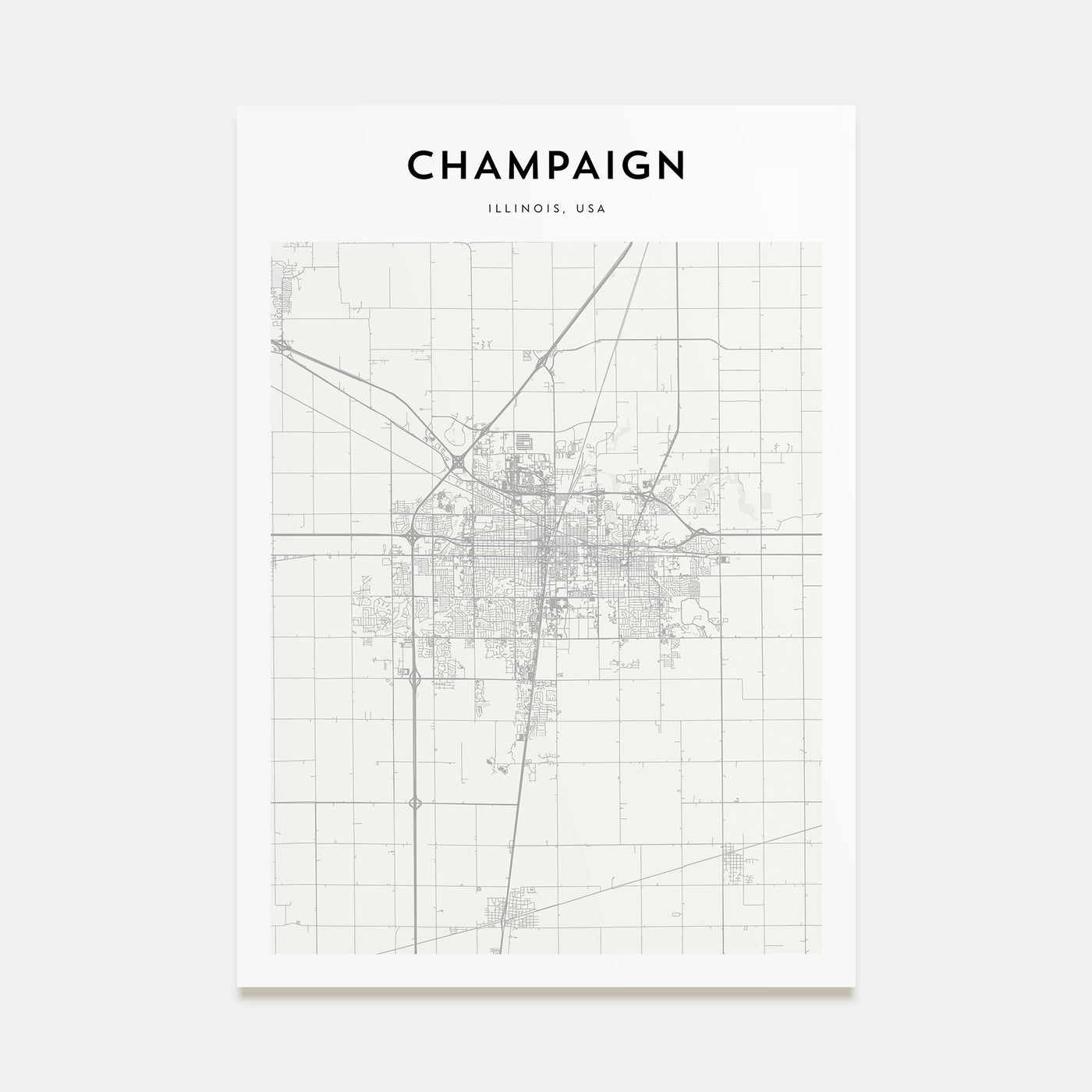 Champaign Map Portrait Poster