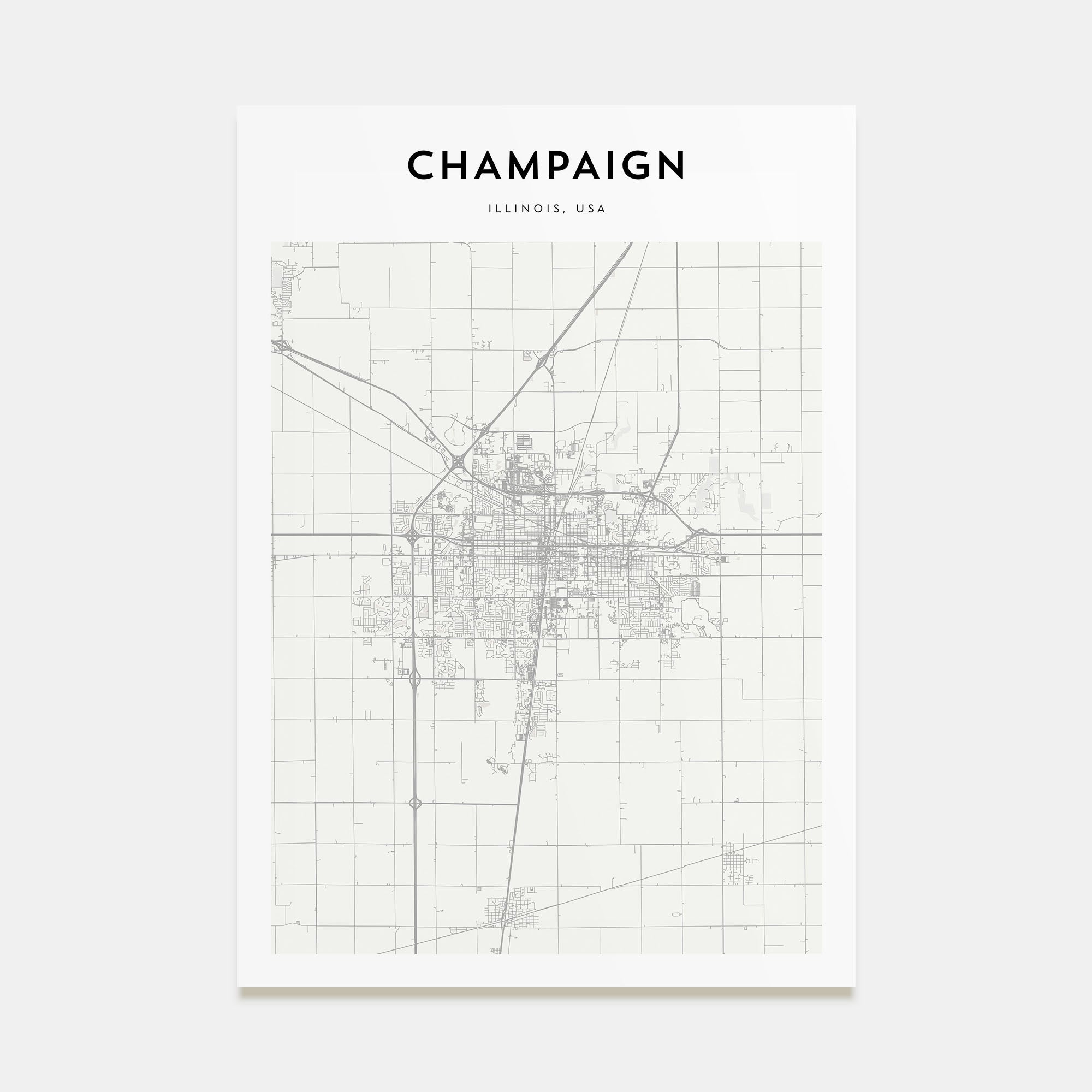 Champaign Map Portrait Poster