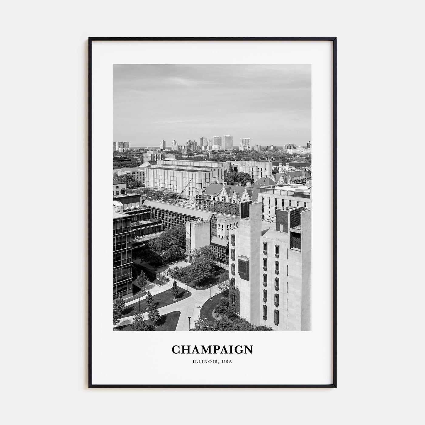 Champaign Portrait B&W Poster