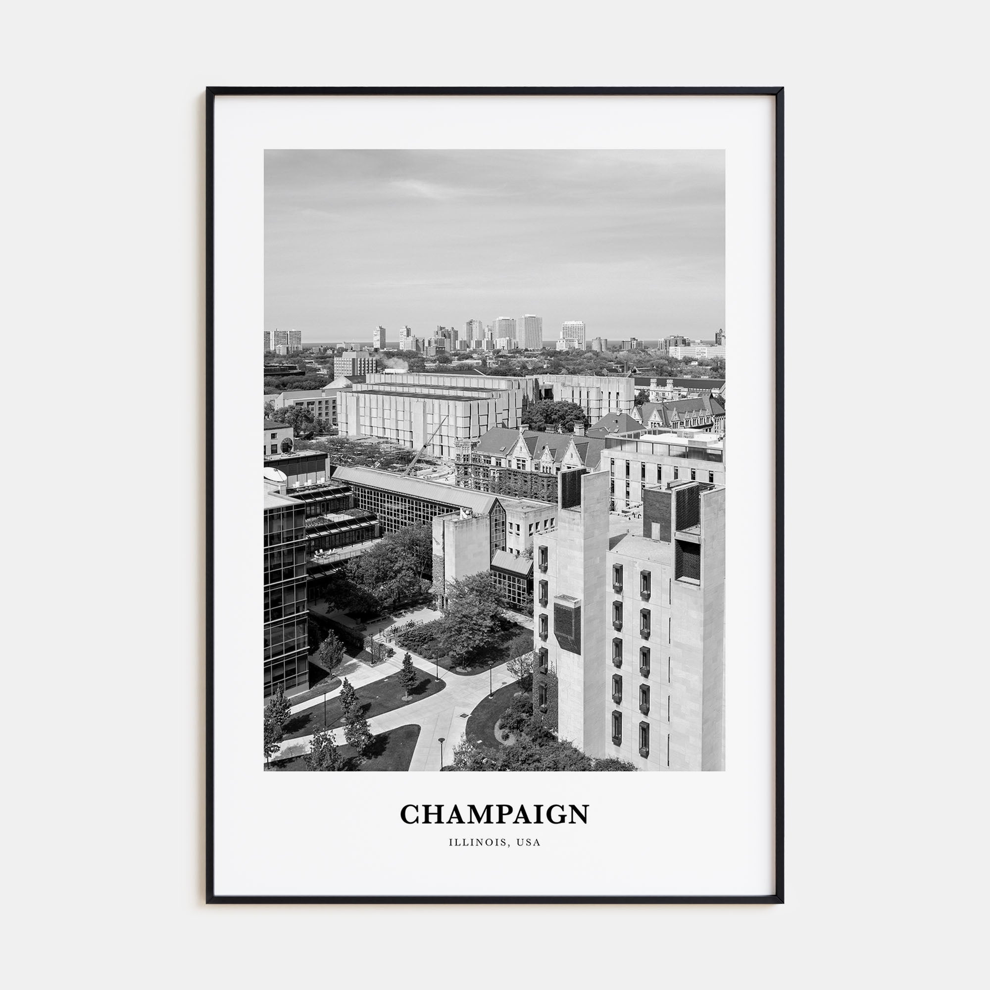 Champaign Portrait B&W Poster