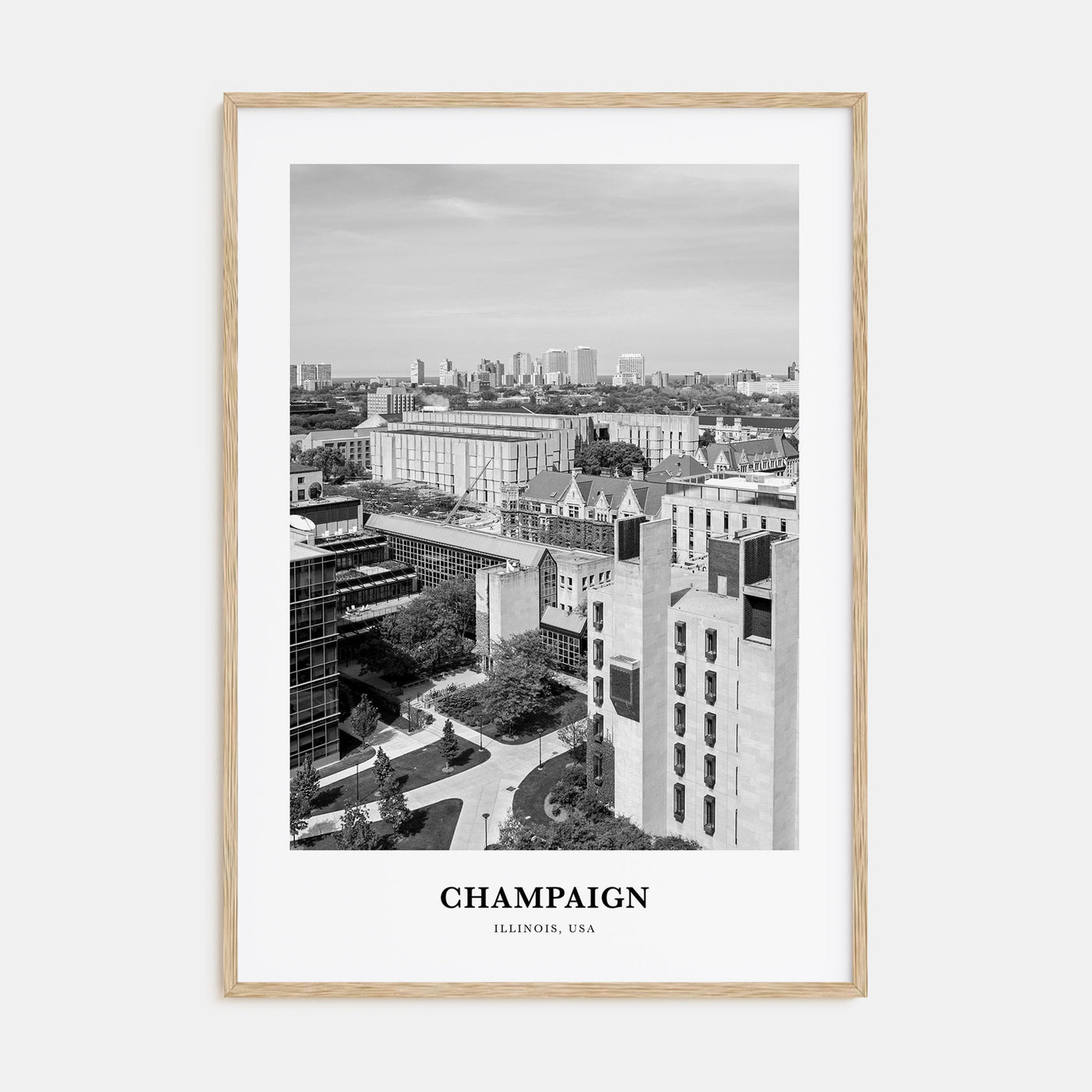 Champaign Portrait B&W Poster