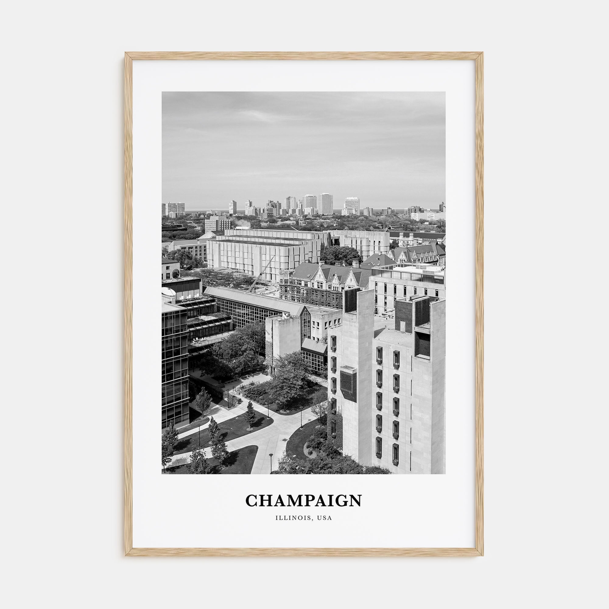 Champaign Portrait B&W Poster