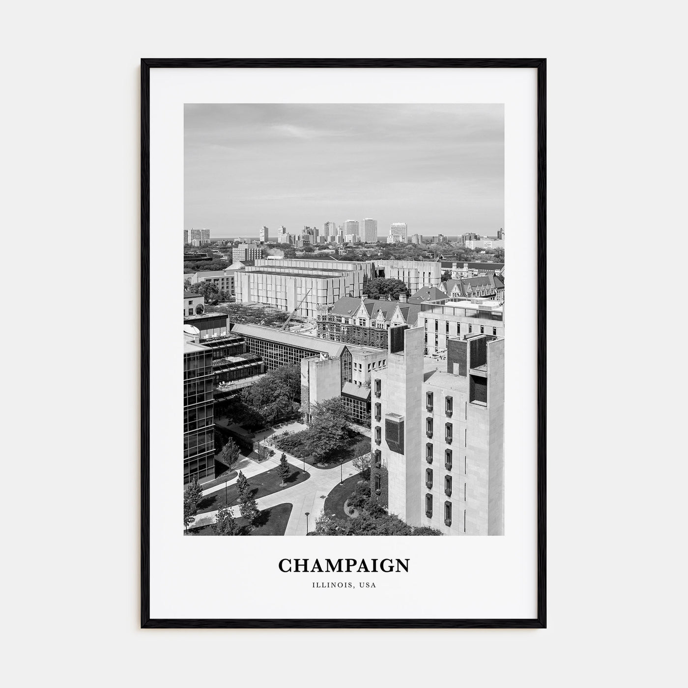 Champaign Portrait B&W Poster
