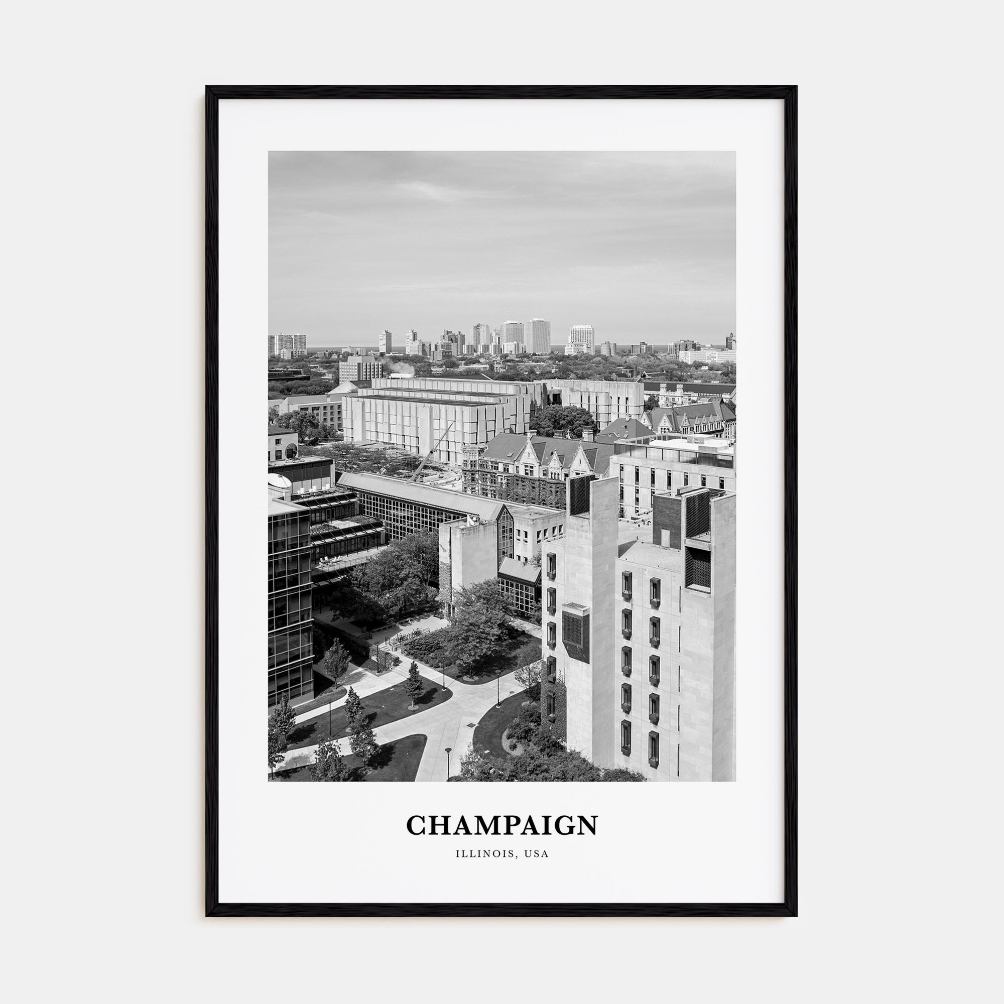 Champaign Portrait B&W Poster