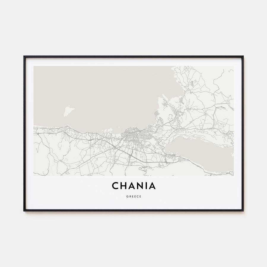 Chania Map Landscape Poster