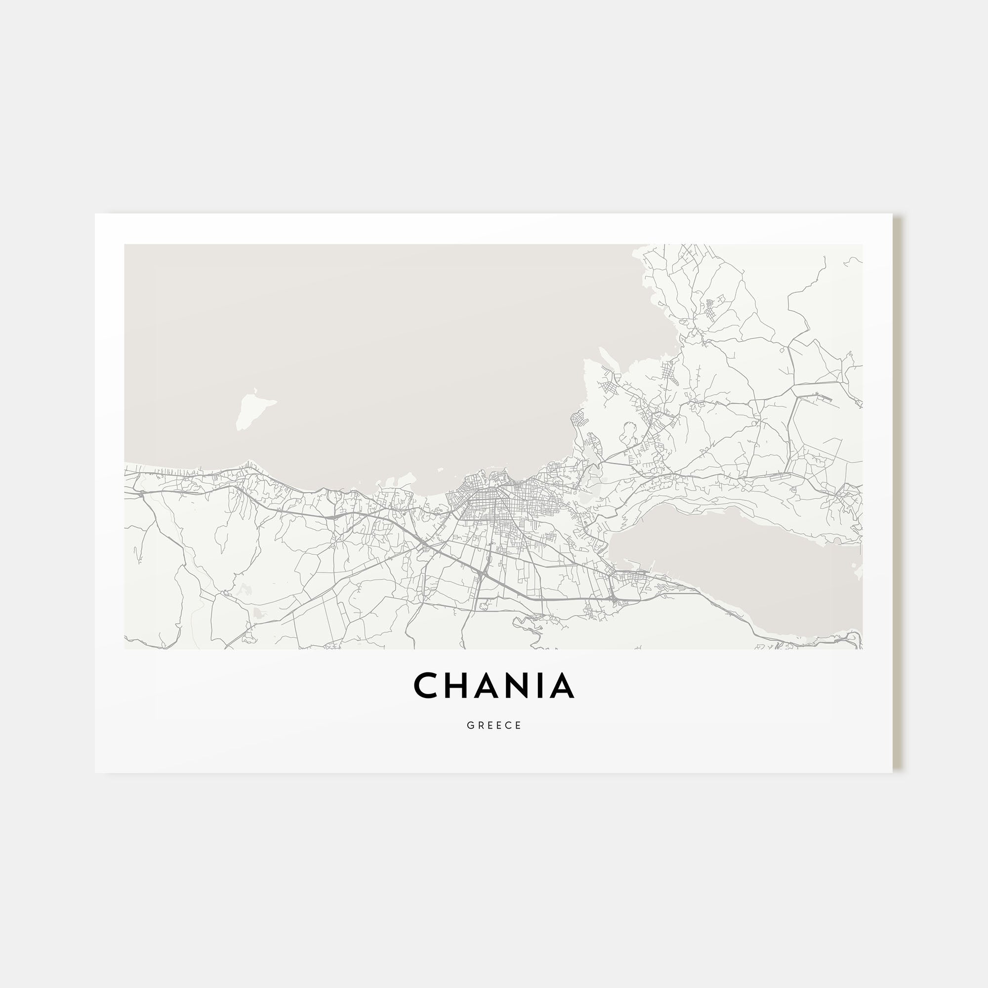Chania Map Landscape Poster
