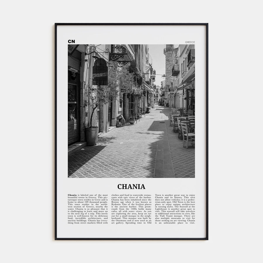Chania Travel B&W Poster
