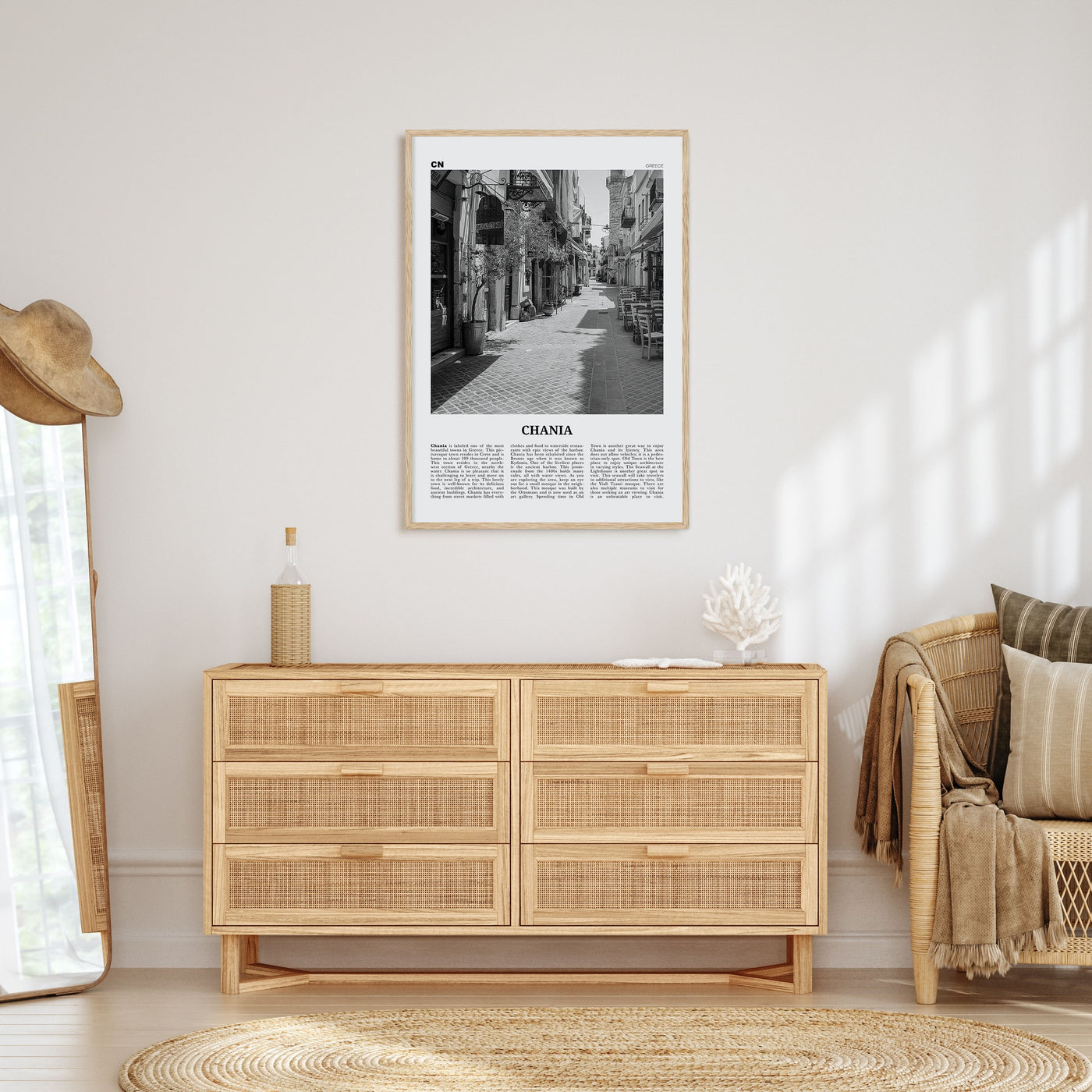 Chania Travel B&W Poster