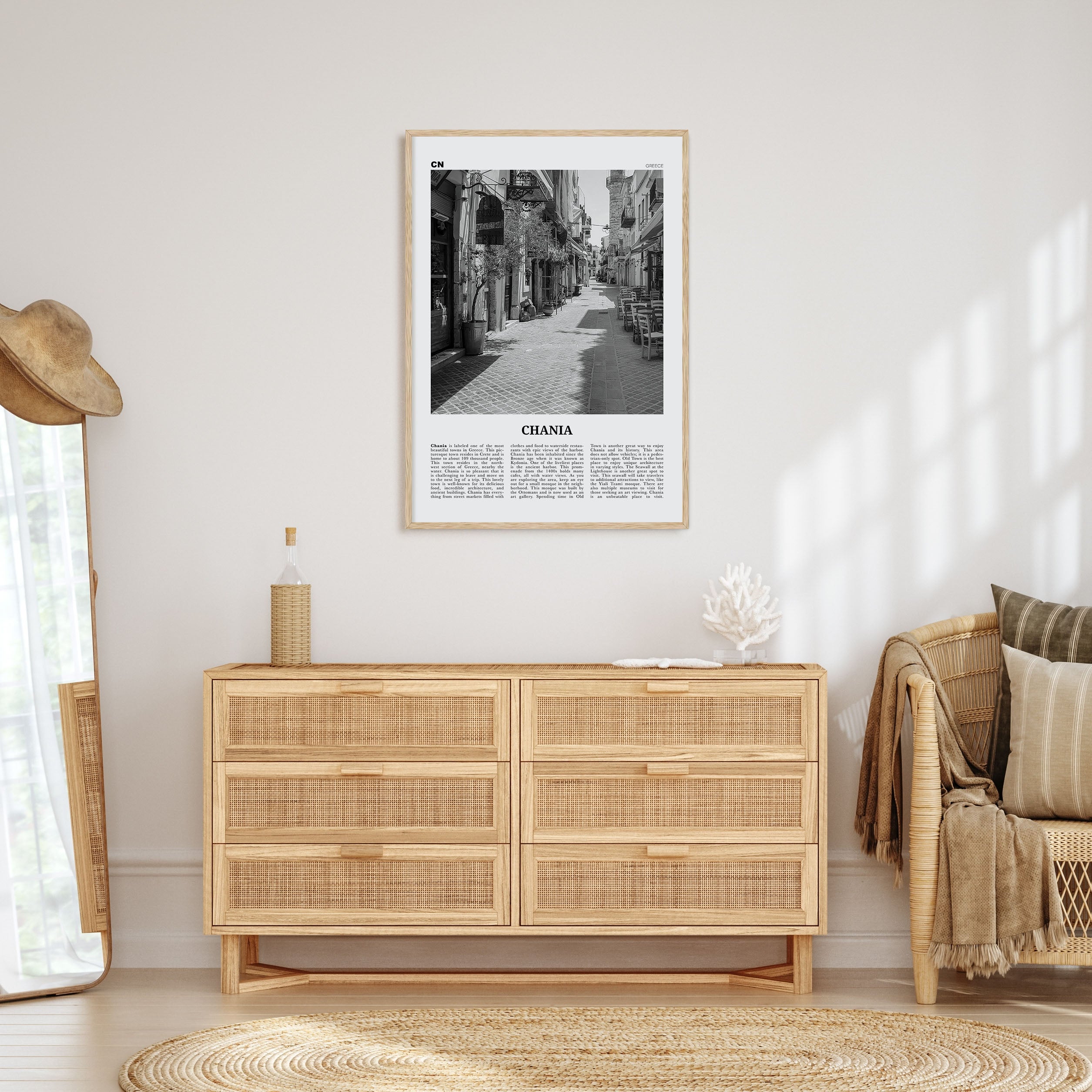 Chania Travel B&W Poster