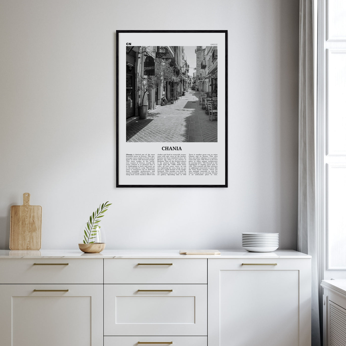 Chania Travel B&W Poster