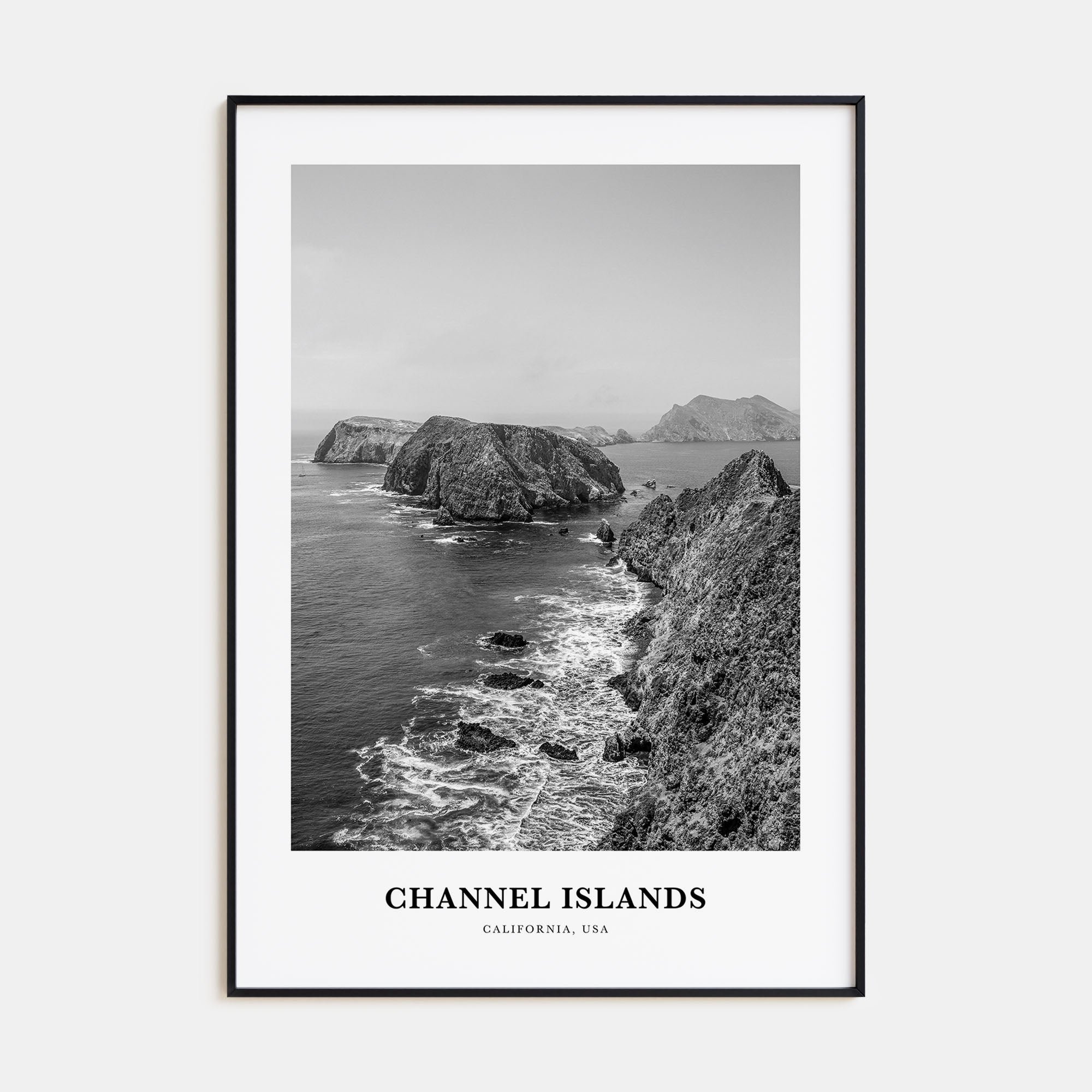 Channel Islands, California Portrait B&W Poster