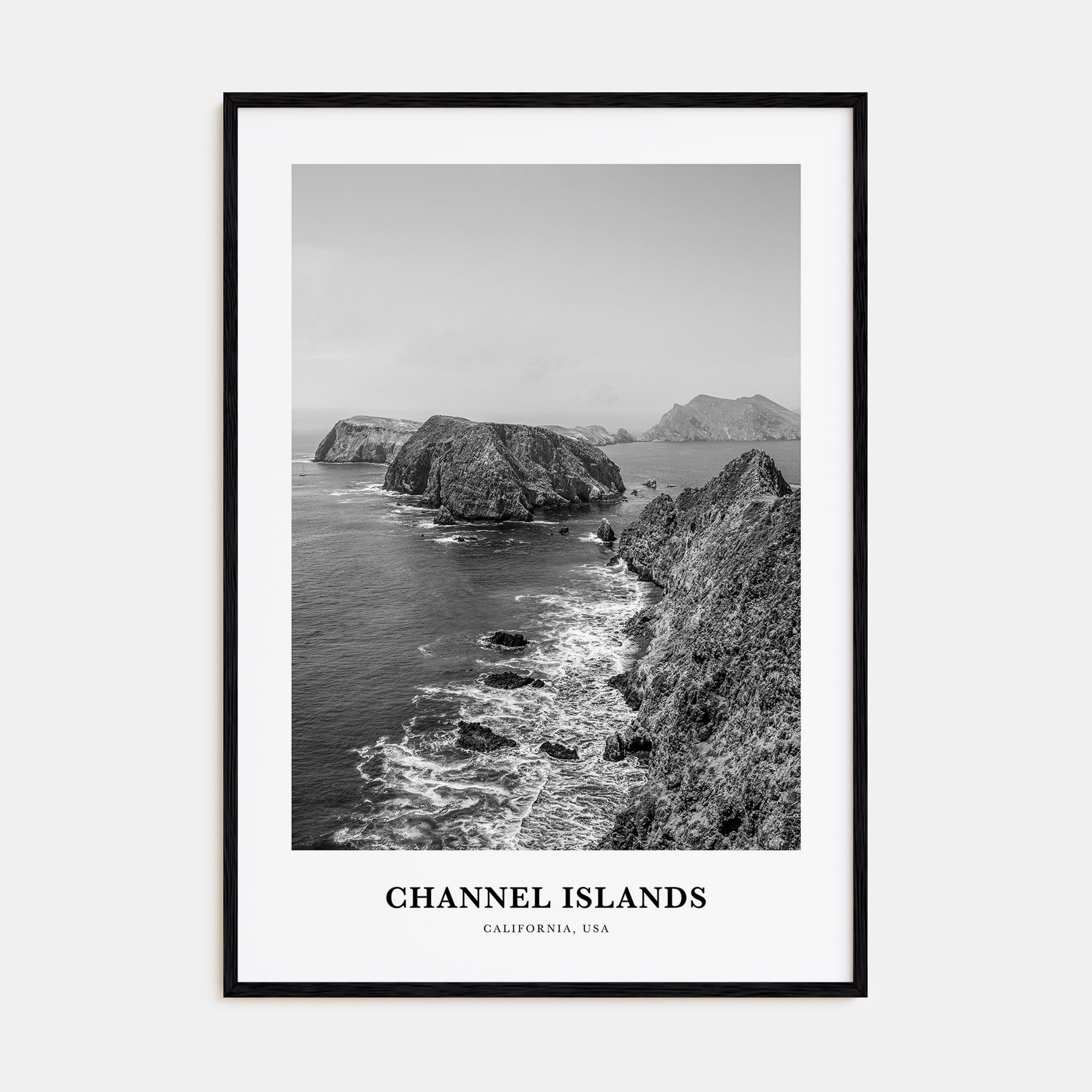 Channel Islands, California Portrait B&W Poster