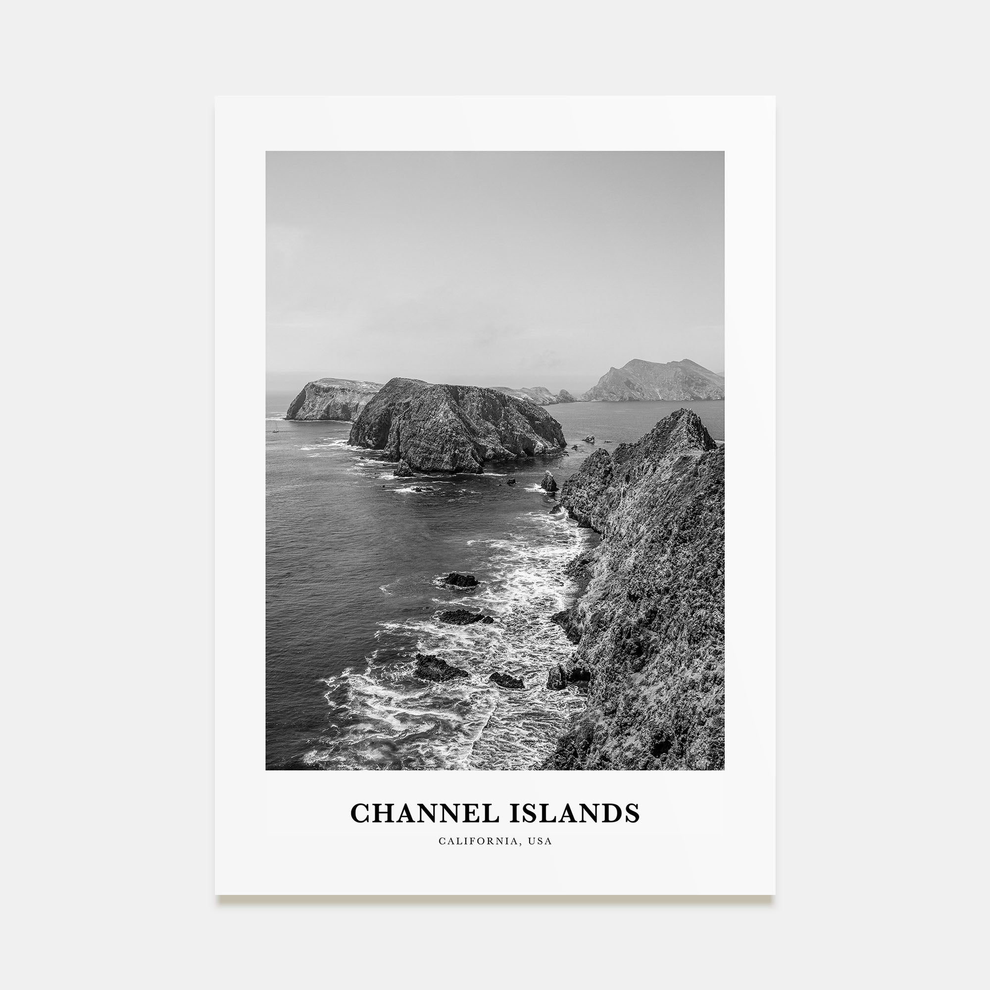 Channel Islands, California Portrait B&W Poster