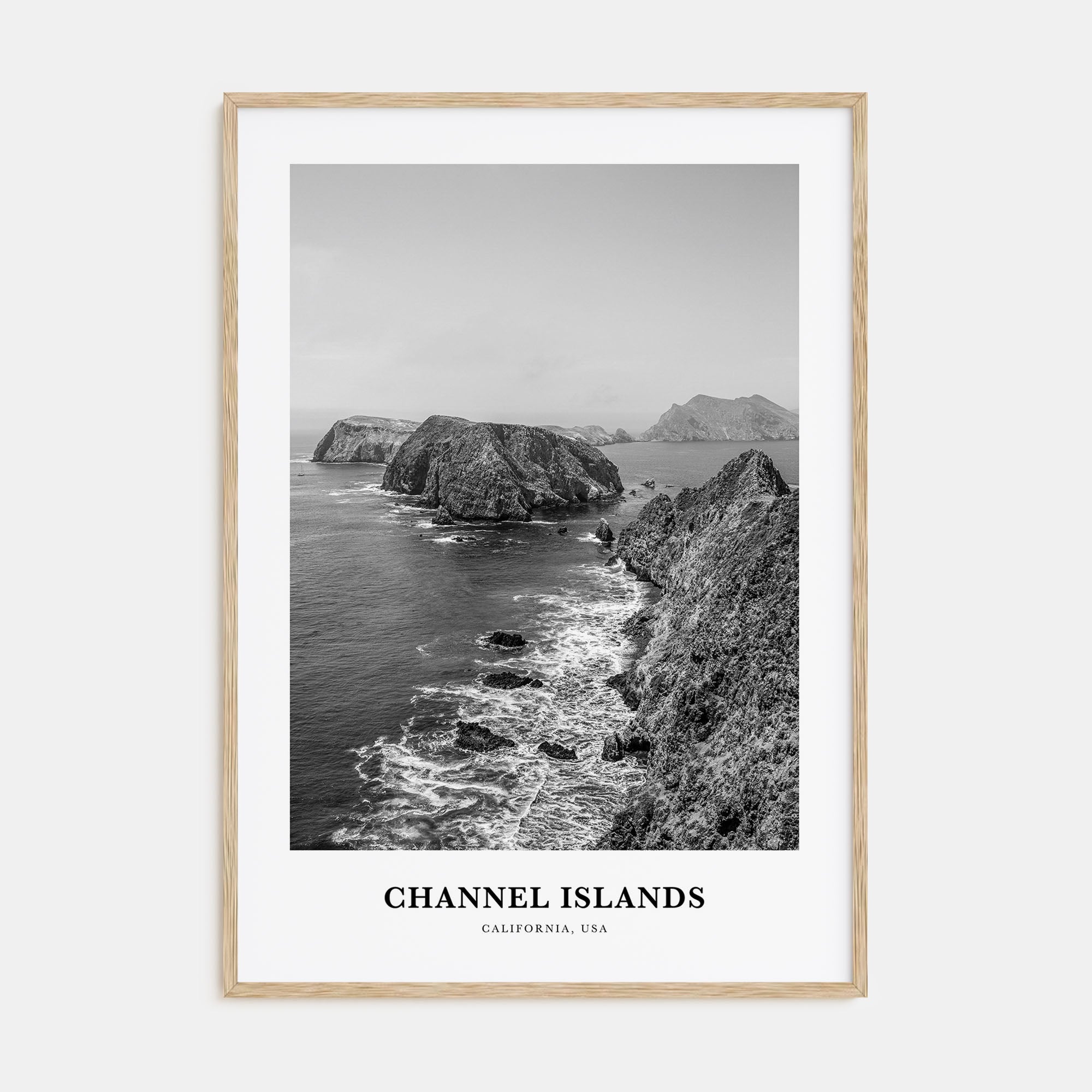 Channel Islands, California Portrait B&W Poster