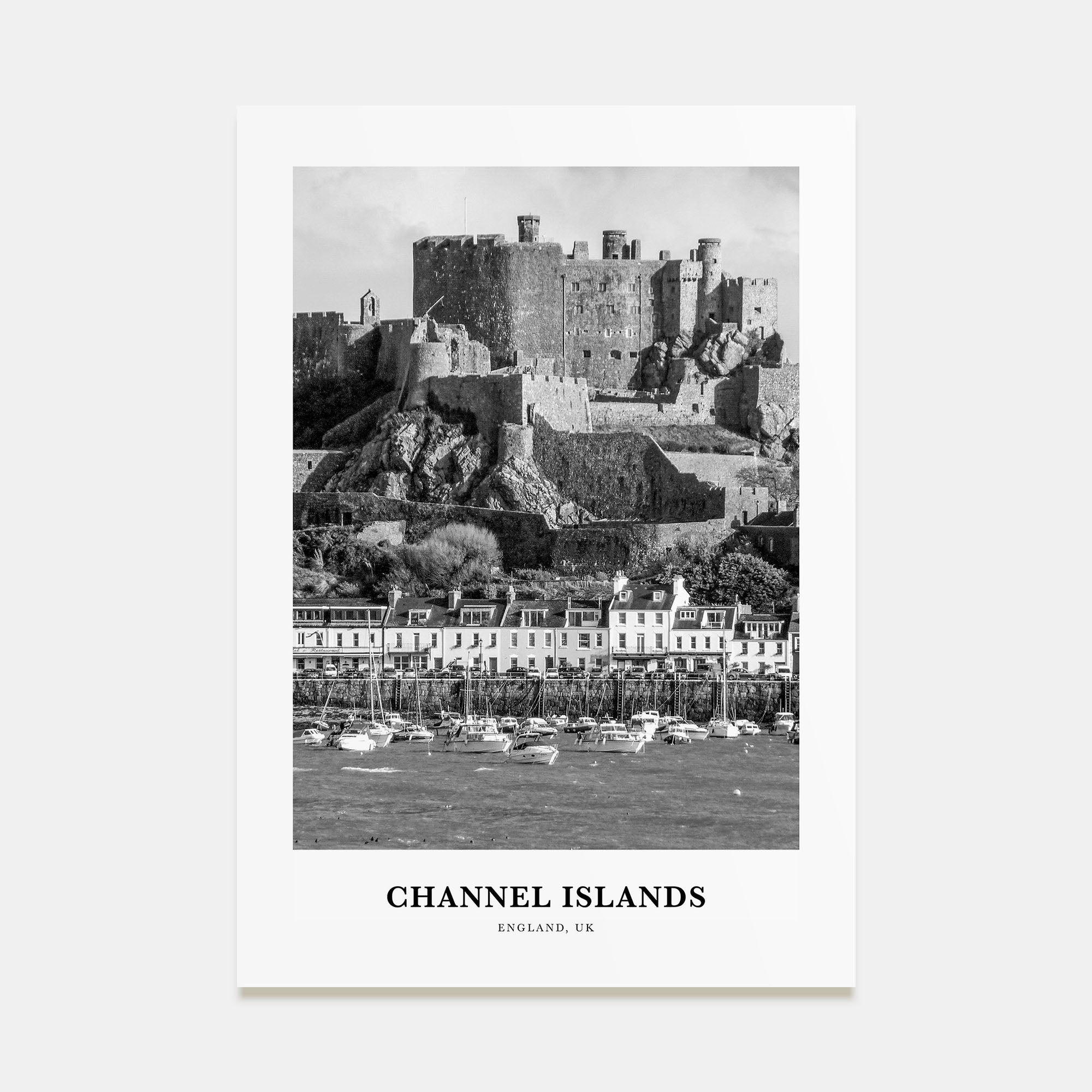 Channel Islands, England Portrait B&W Poster