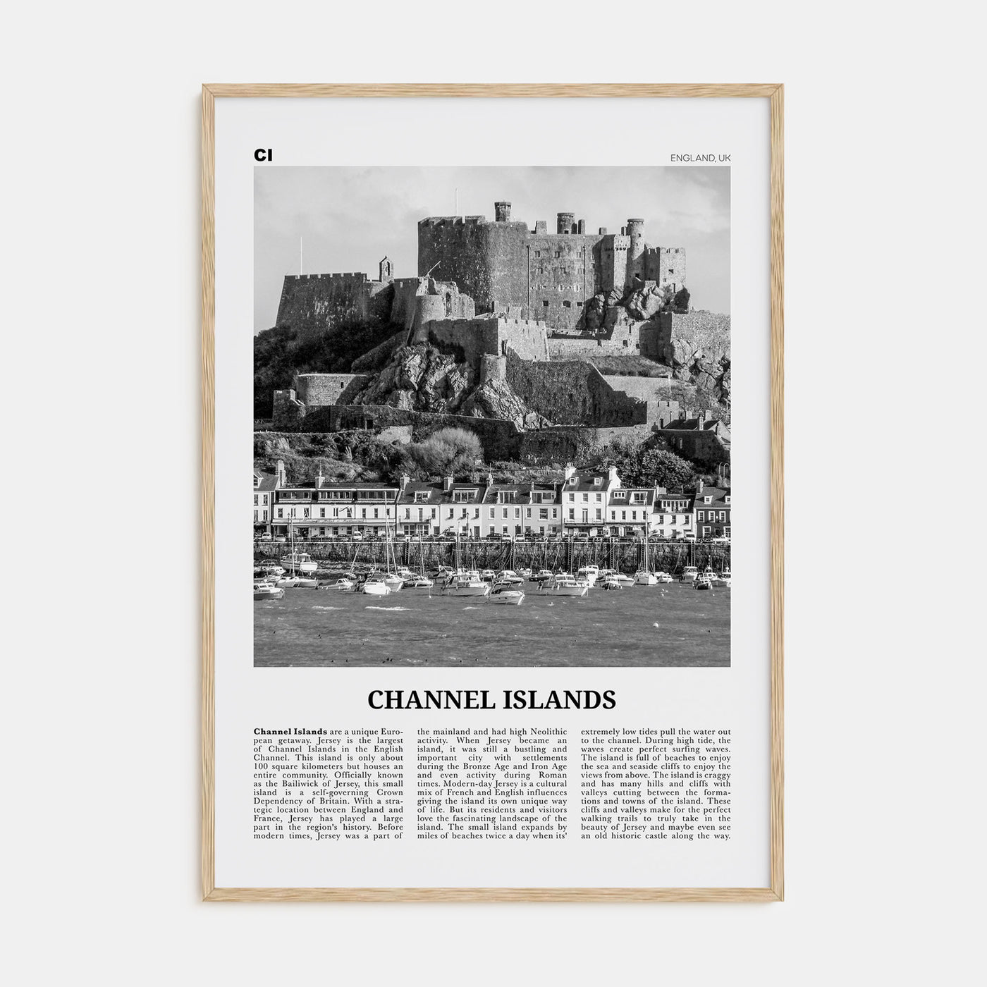 Channel Islands, England Travel B&W No 1 Poster