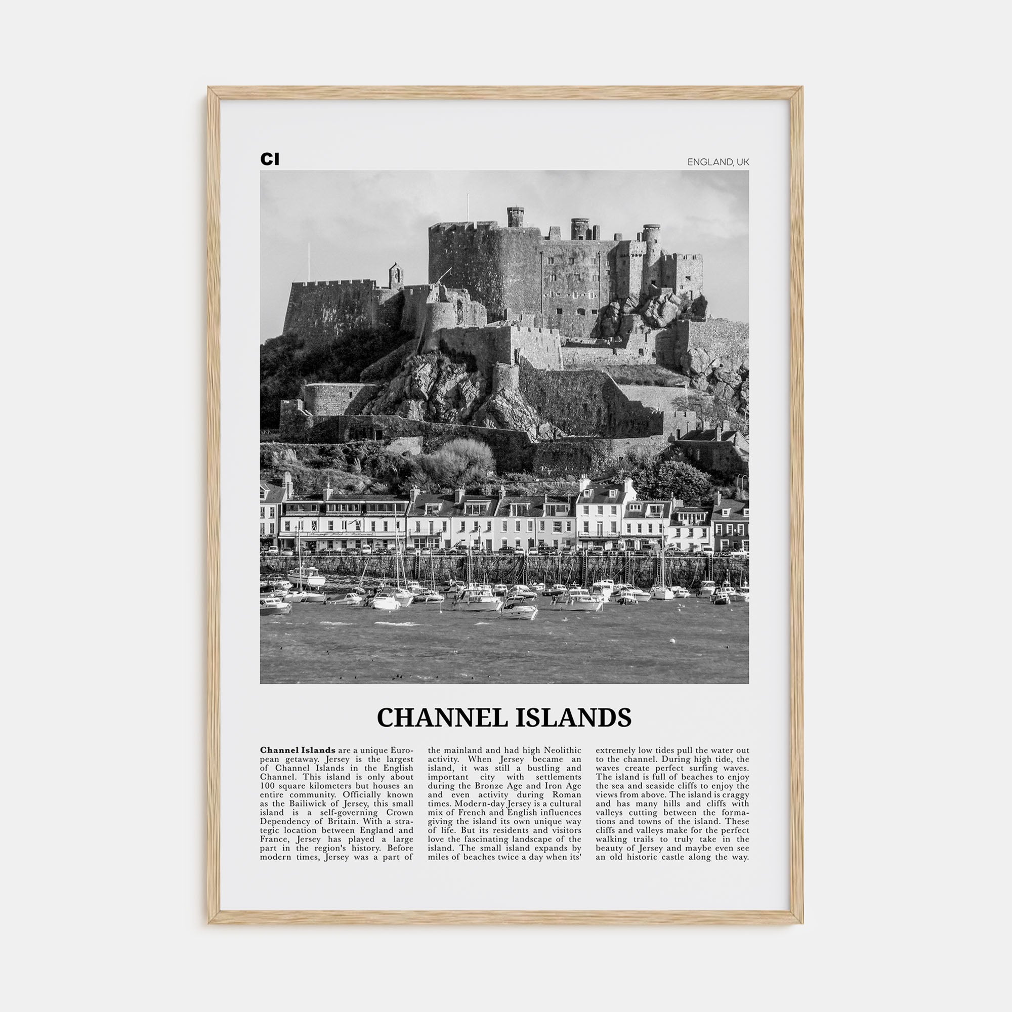 Channel Islands, England Travel B&W No 1 Poster