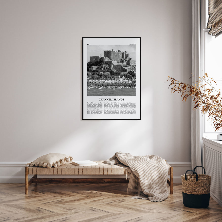 Channel Islands, England Travel B&W No 1 Poster