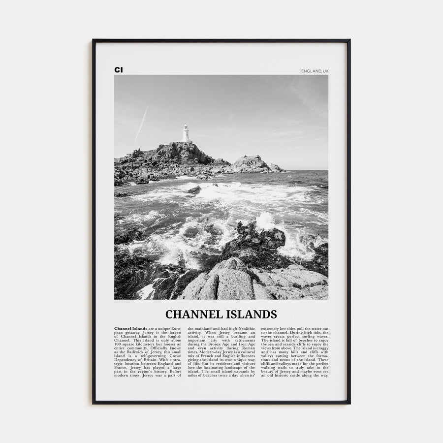 Channel Islands, England Travel B&W No 2 Poster