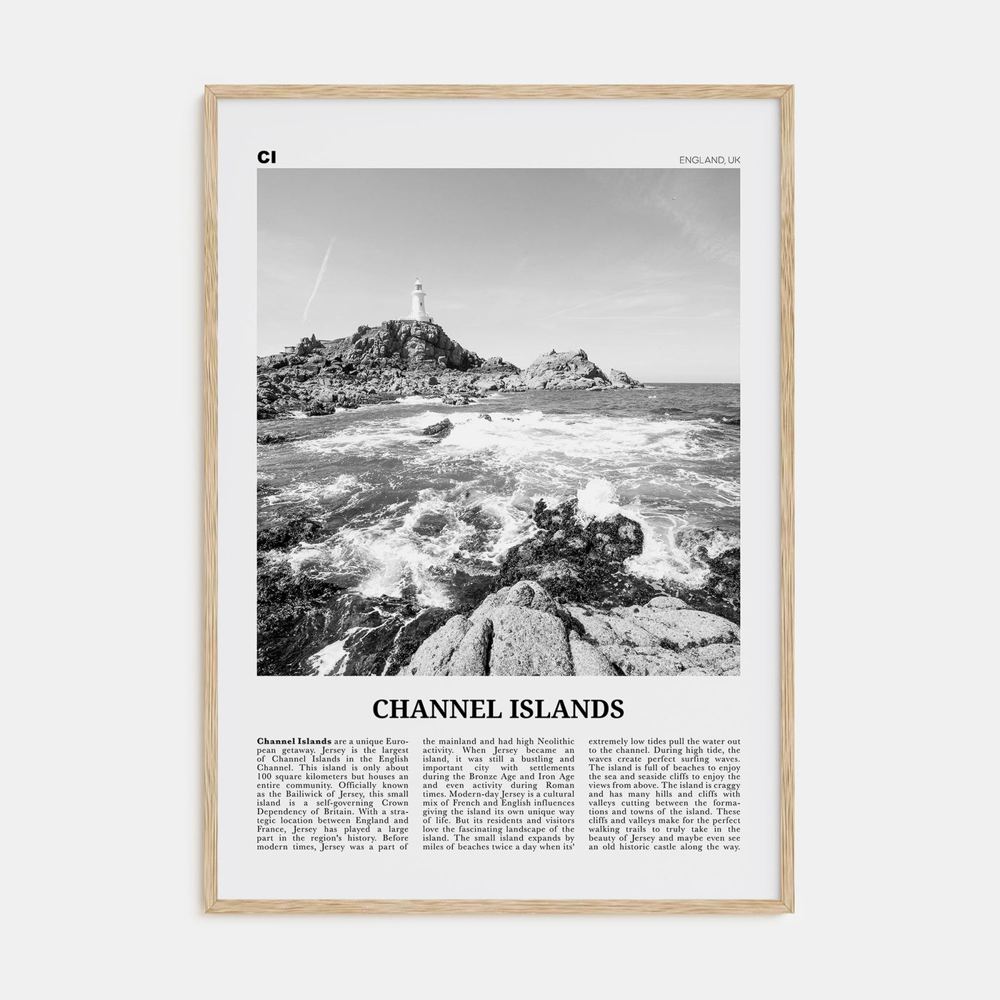 Channel Islands, England Travel B&W No 2 Poster