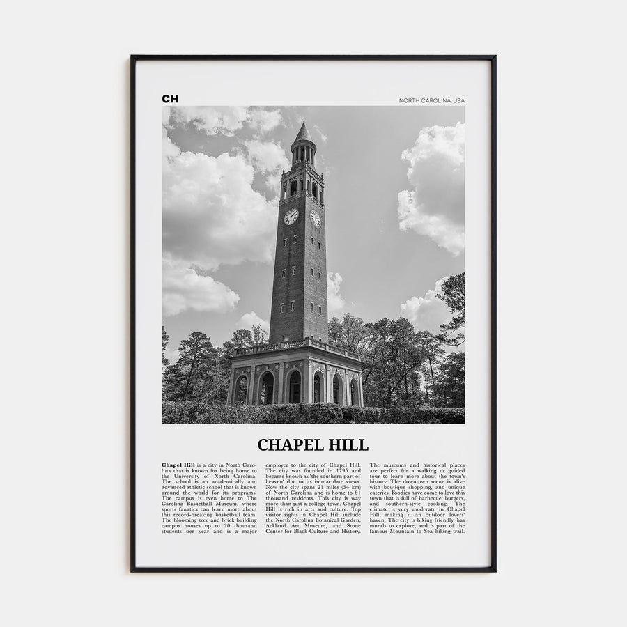 Chapel Hill Travel B&W Poster