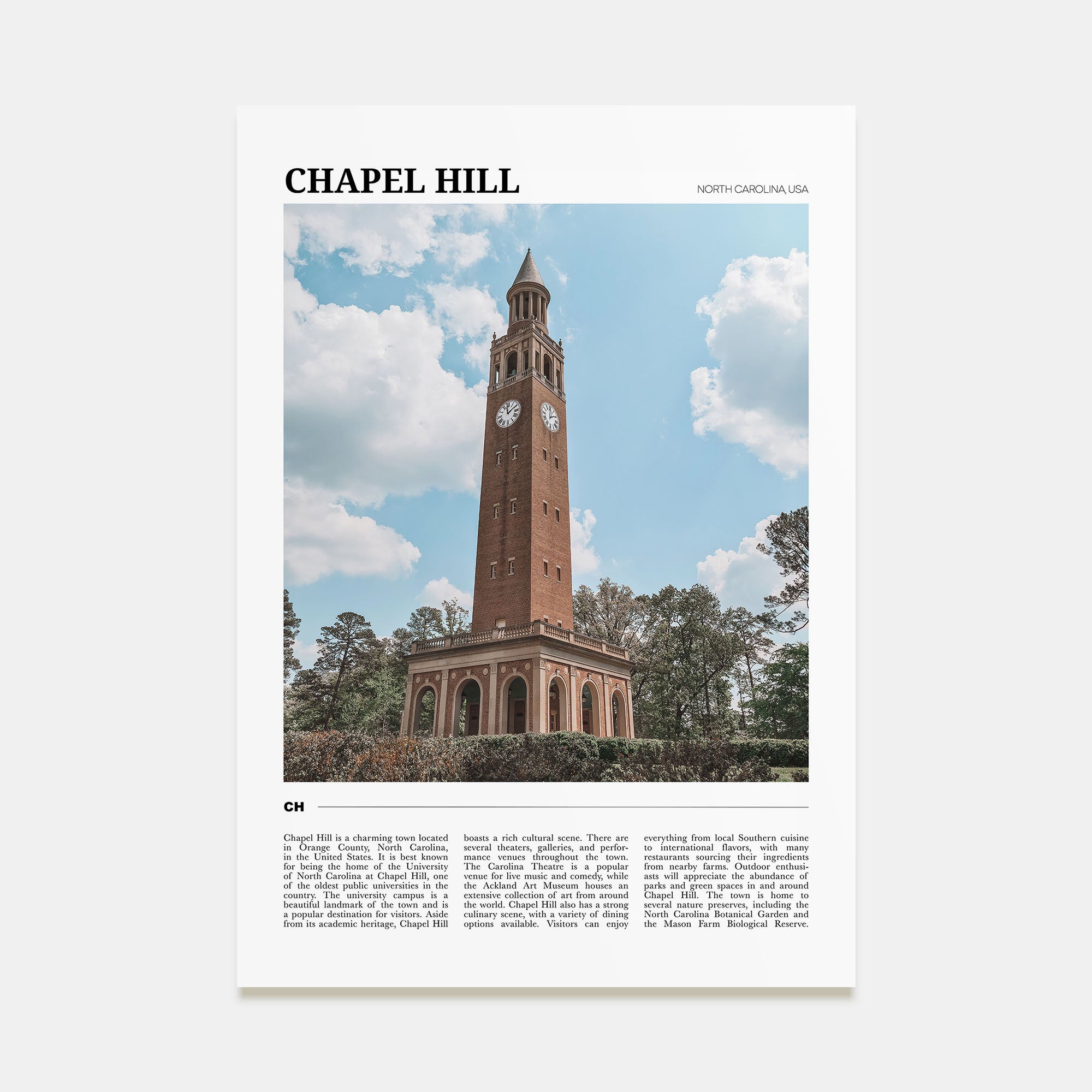 Chapel Hill Travel Color Poster