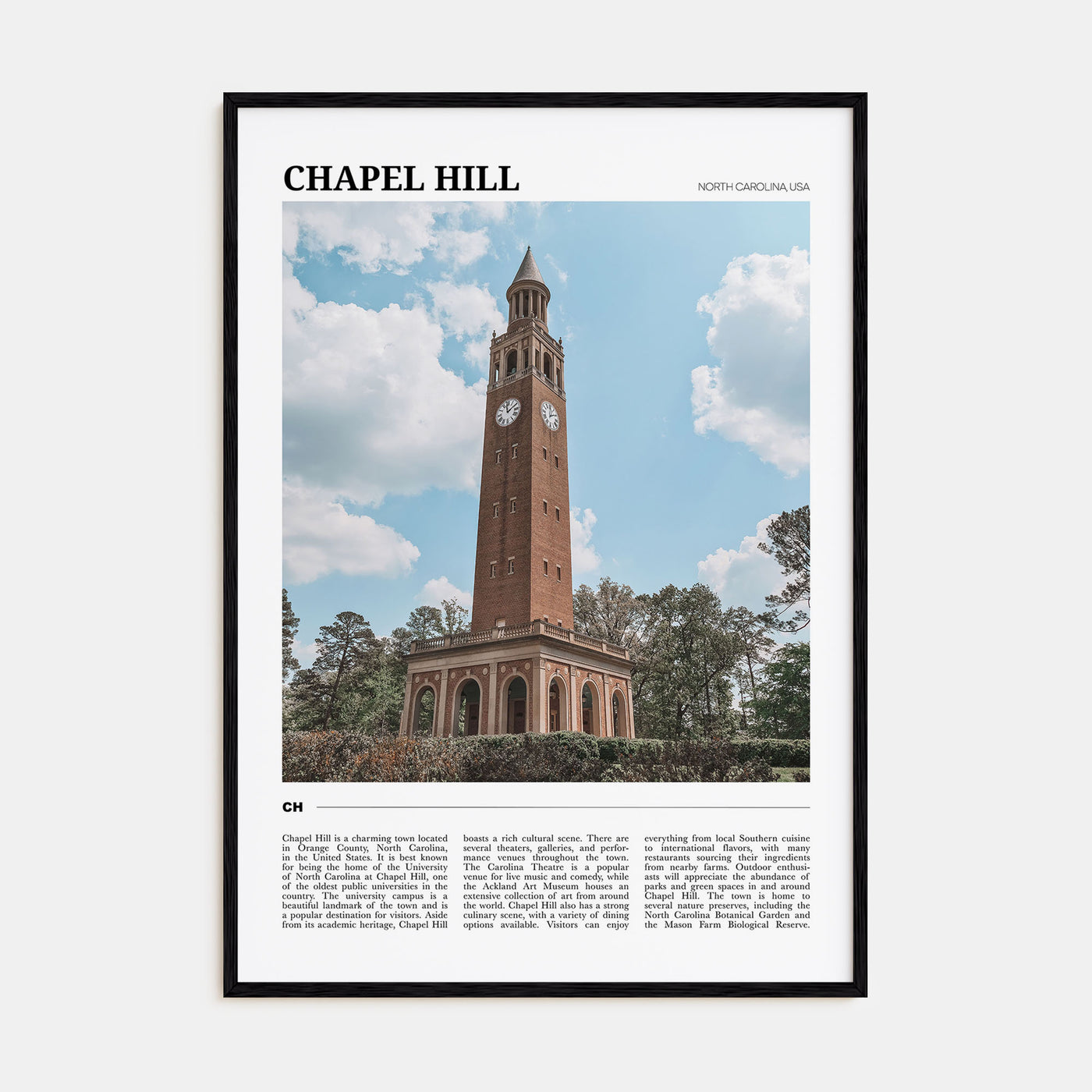 Chapel Hill Travel Color Poster