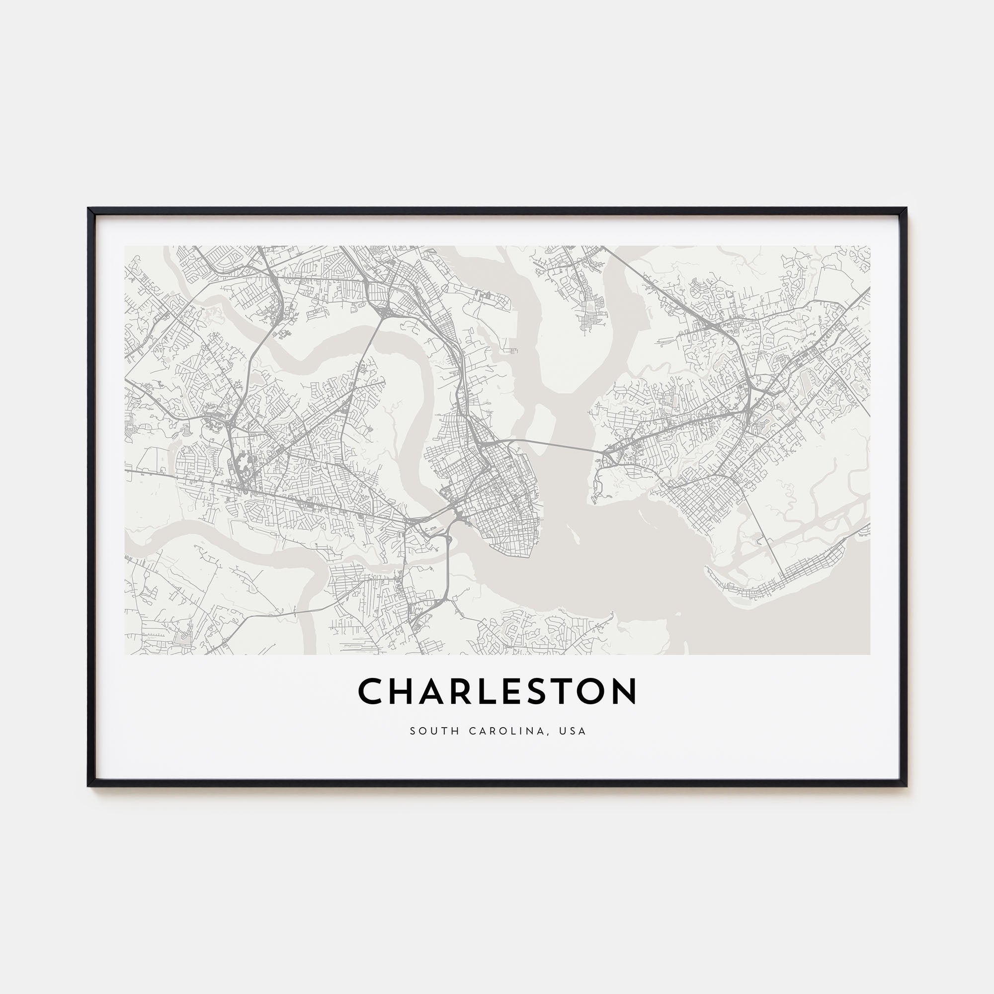 Charleston, South Carolina Map Landscape Poster