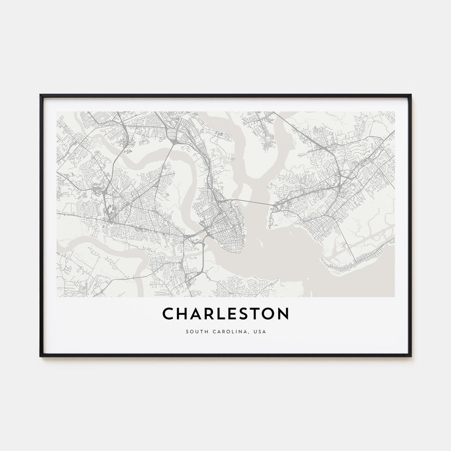 Charleston, South Carolina Map Landscape Poster