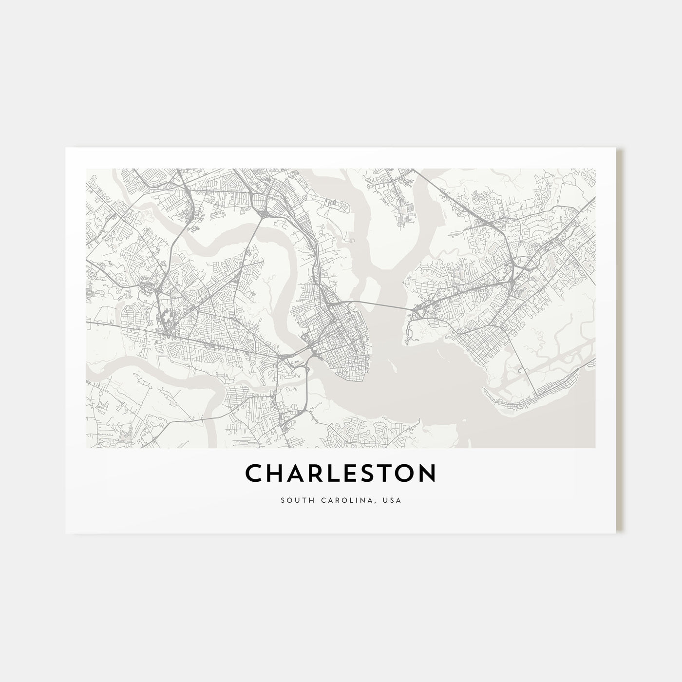 Charleston, South Carolina Map Landscape Poster