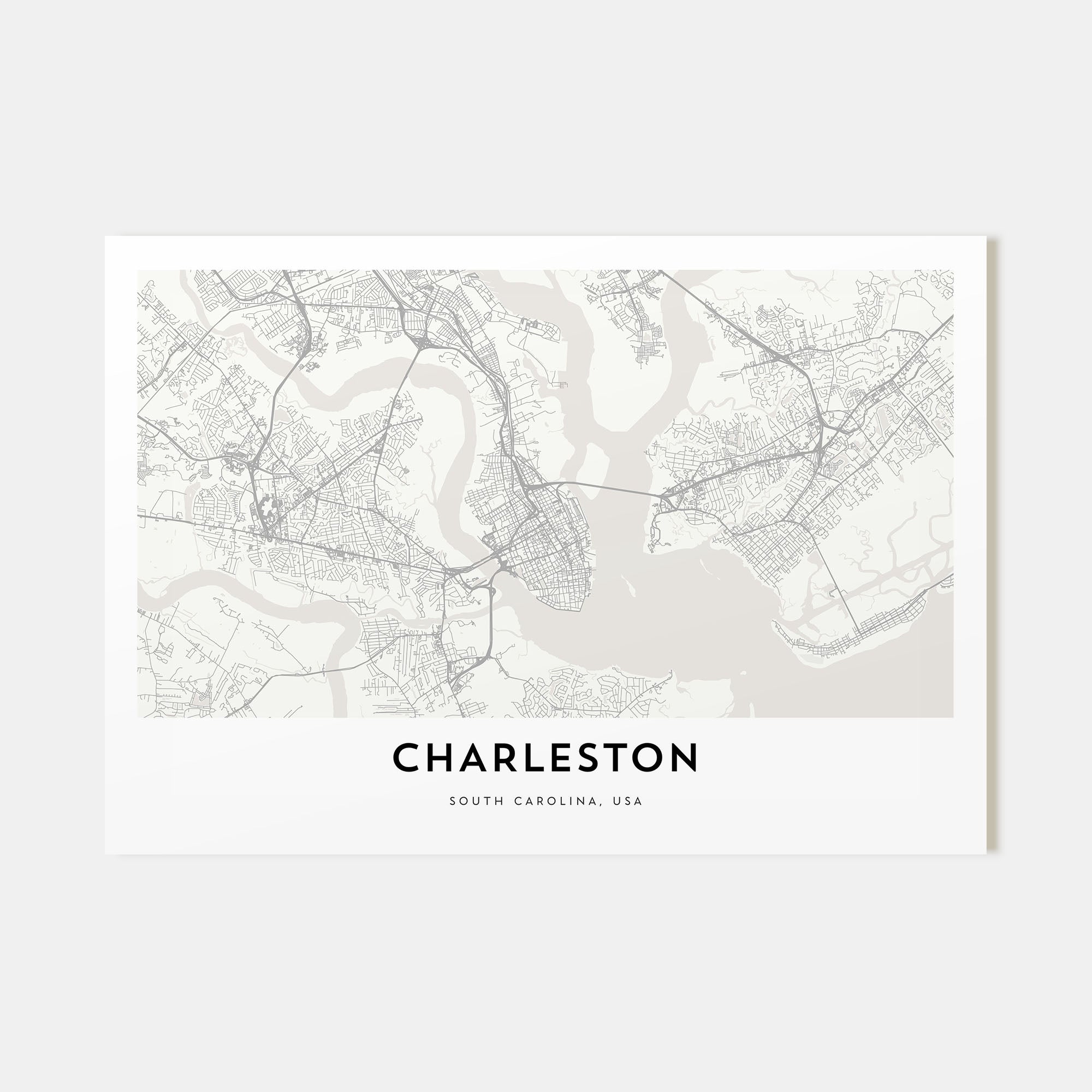 Charleston, South Carolina Map Landscape Poster