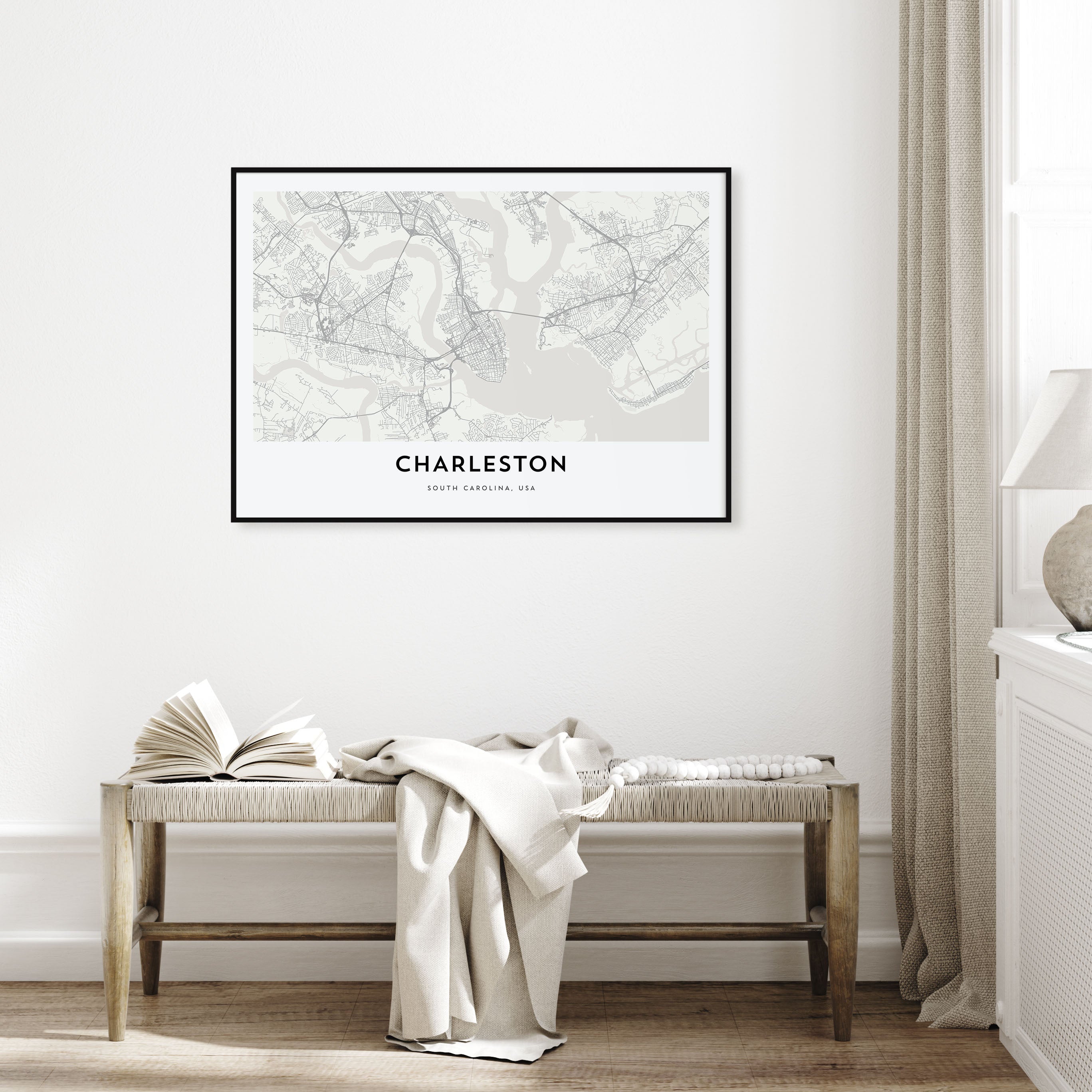 Charleston, South Carolina Map Landscape Poster