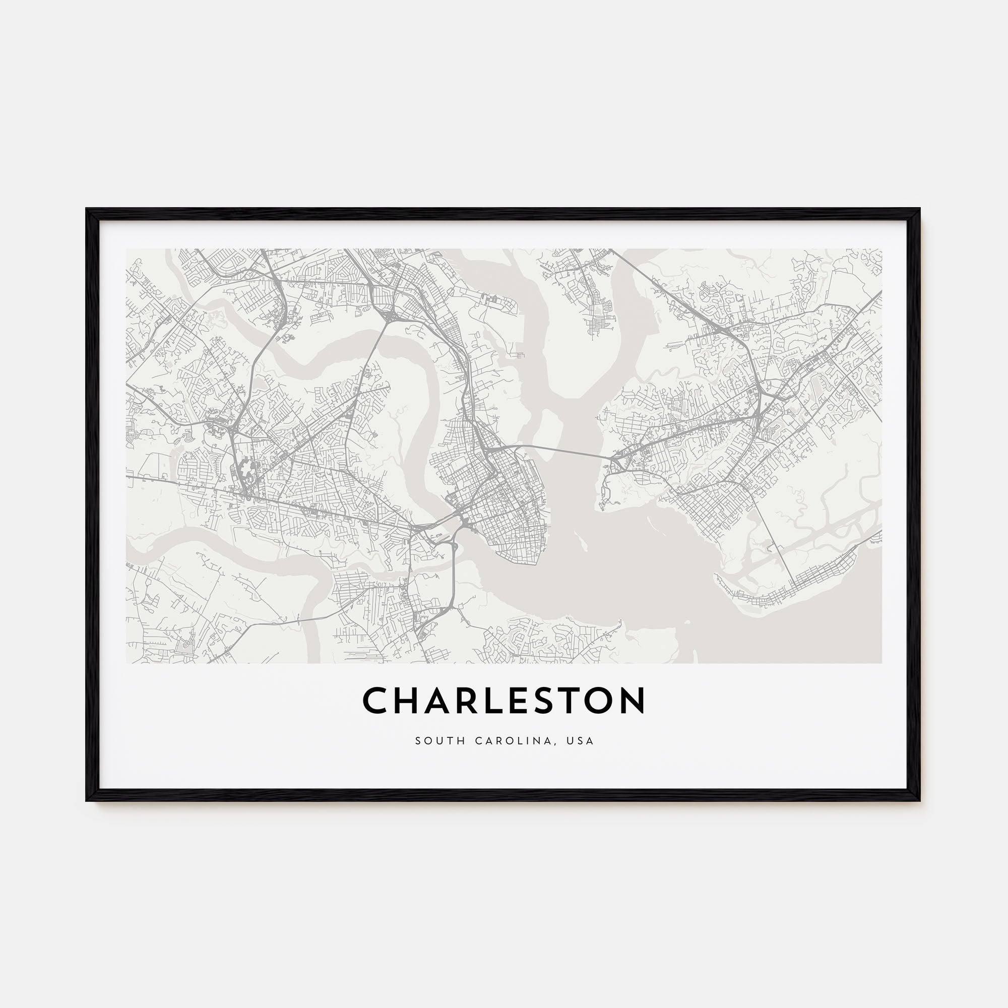 Charleston, South Carolina Map Landscape Poster