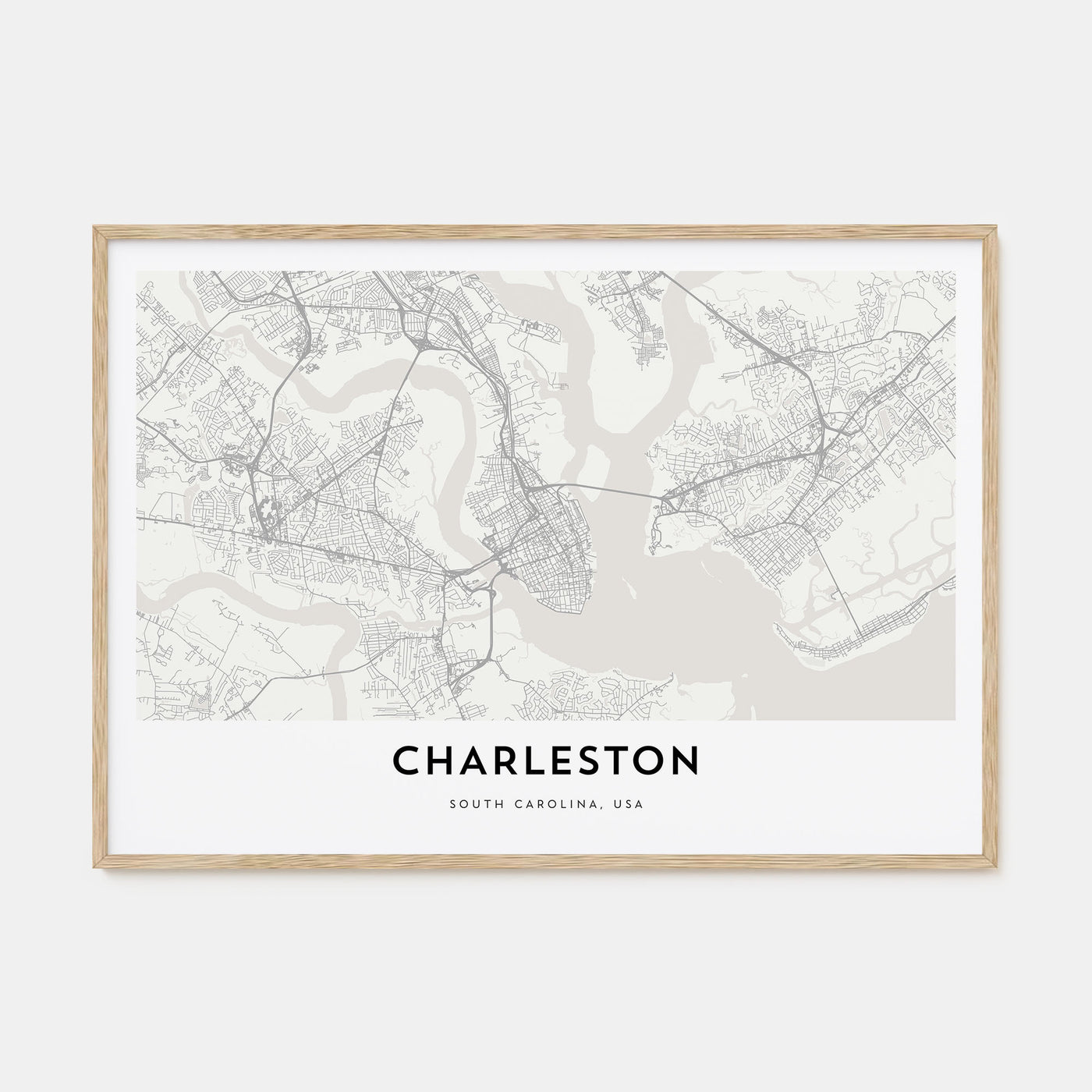 Charleston, South Carolina Map Landscape Poster