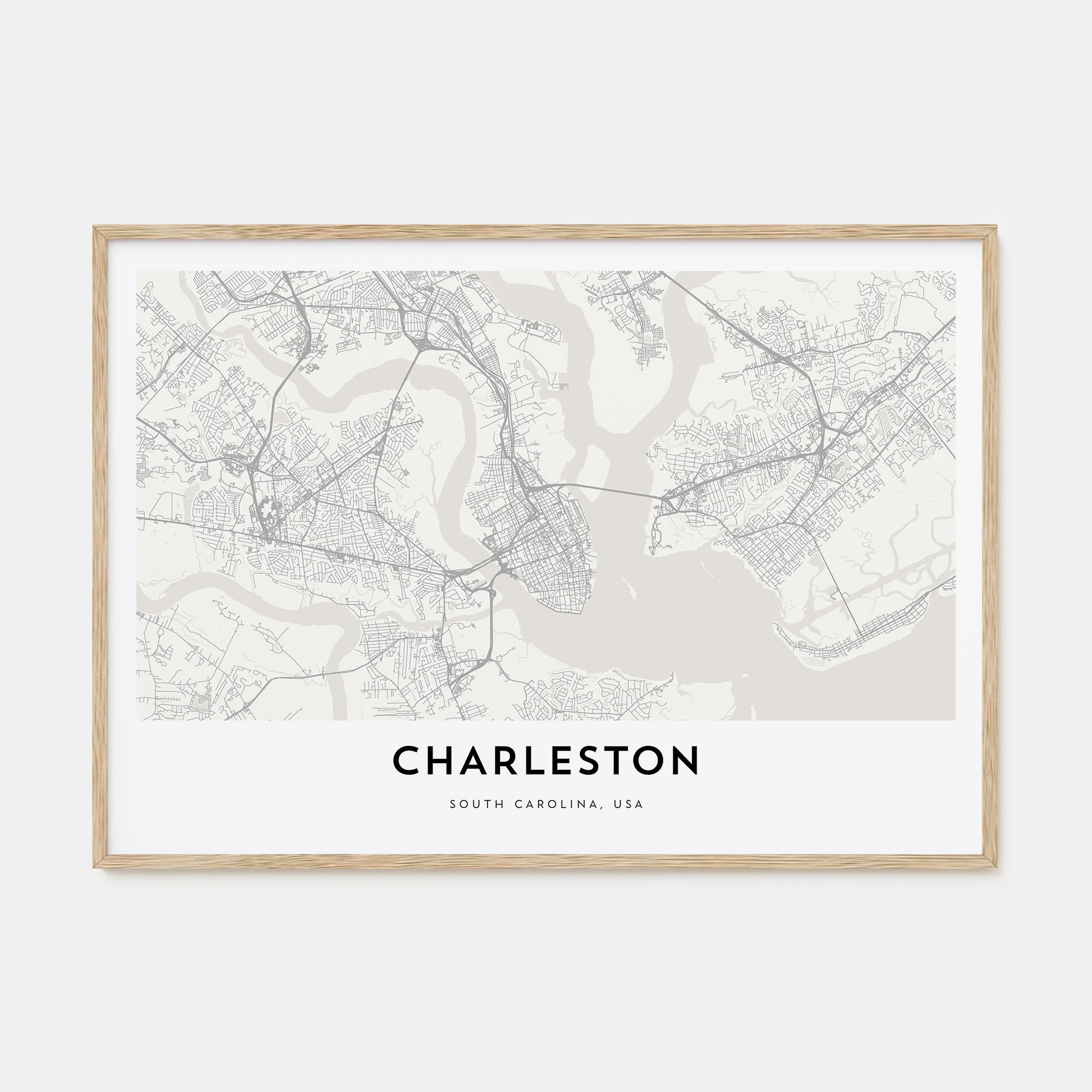 Charleston, South Carolina Map Landscape Poster
