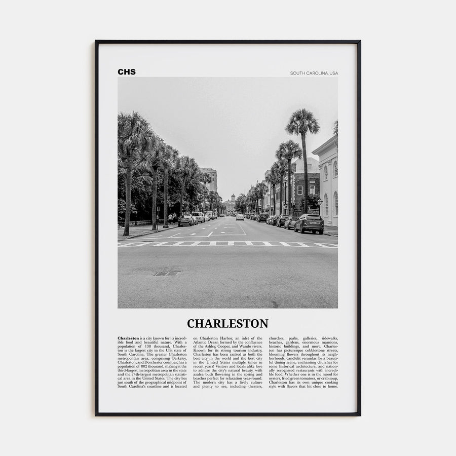 Charleston, South Carolina Travel B&W No 2 Poster