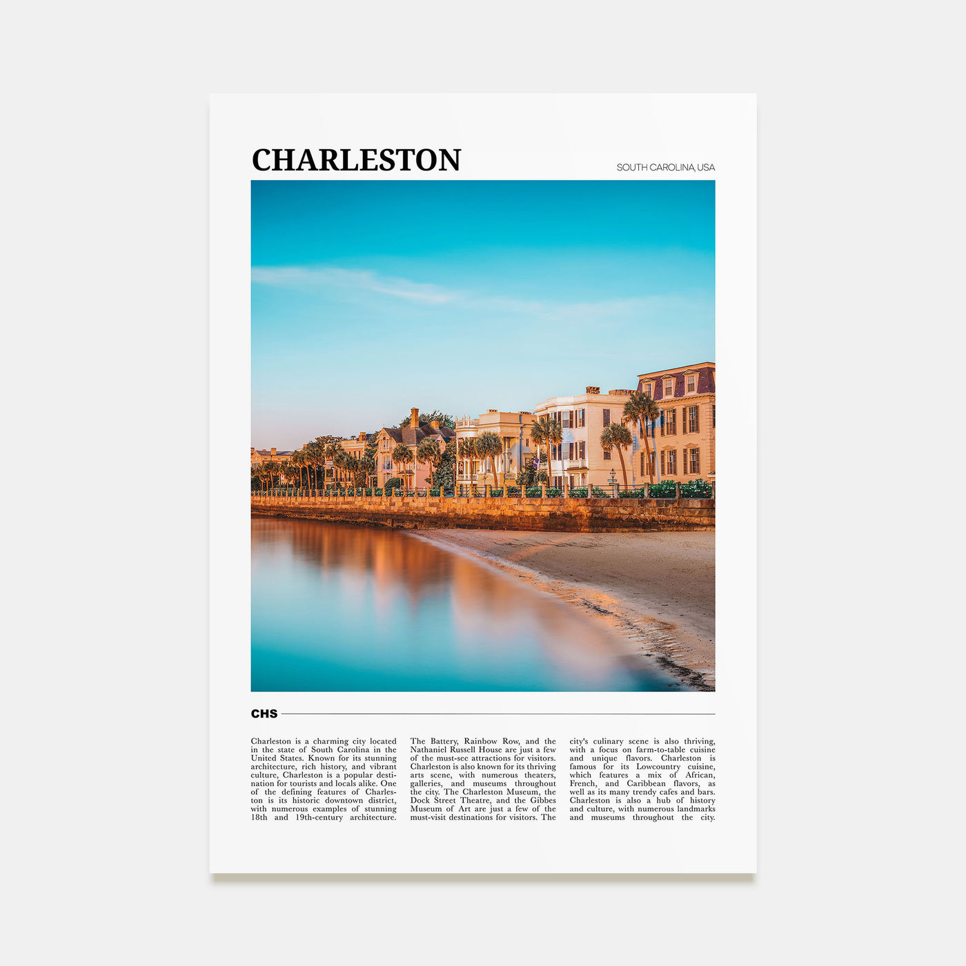 Charleston, South Carolina Travel Color No 3 Poster