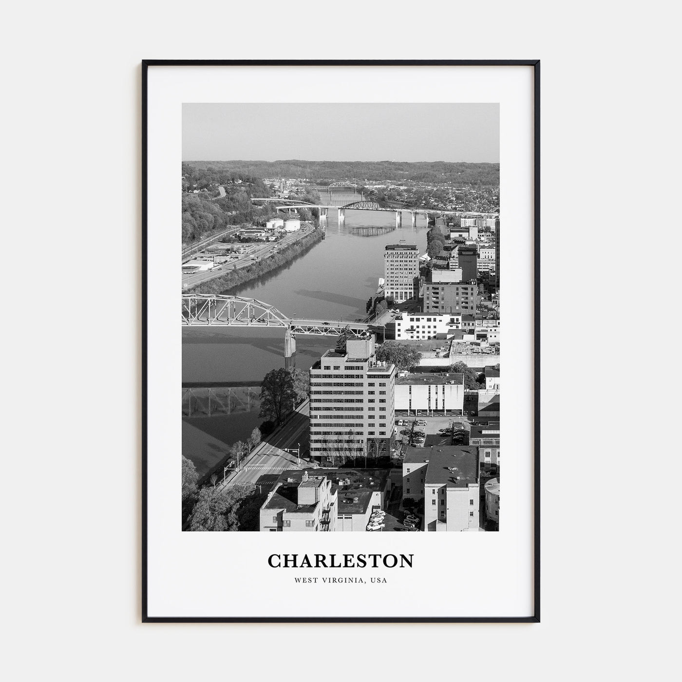 Charleston, West Virginia Portrait B&W Poster