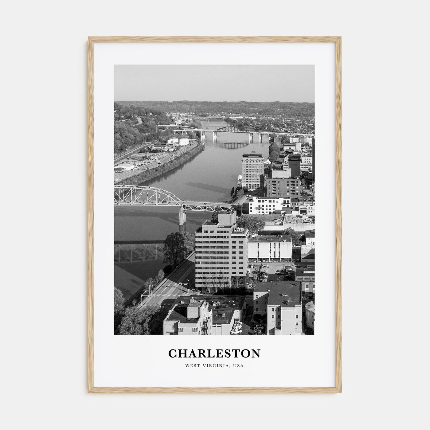 Charleston, West Virginia Portrait B&W Poster