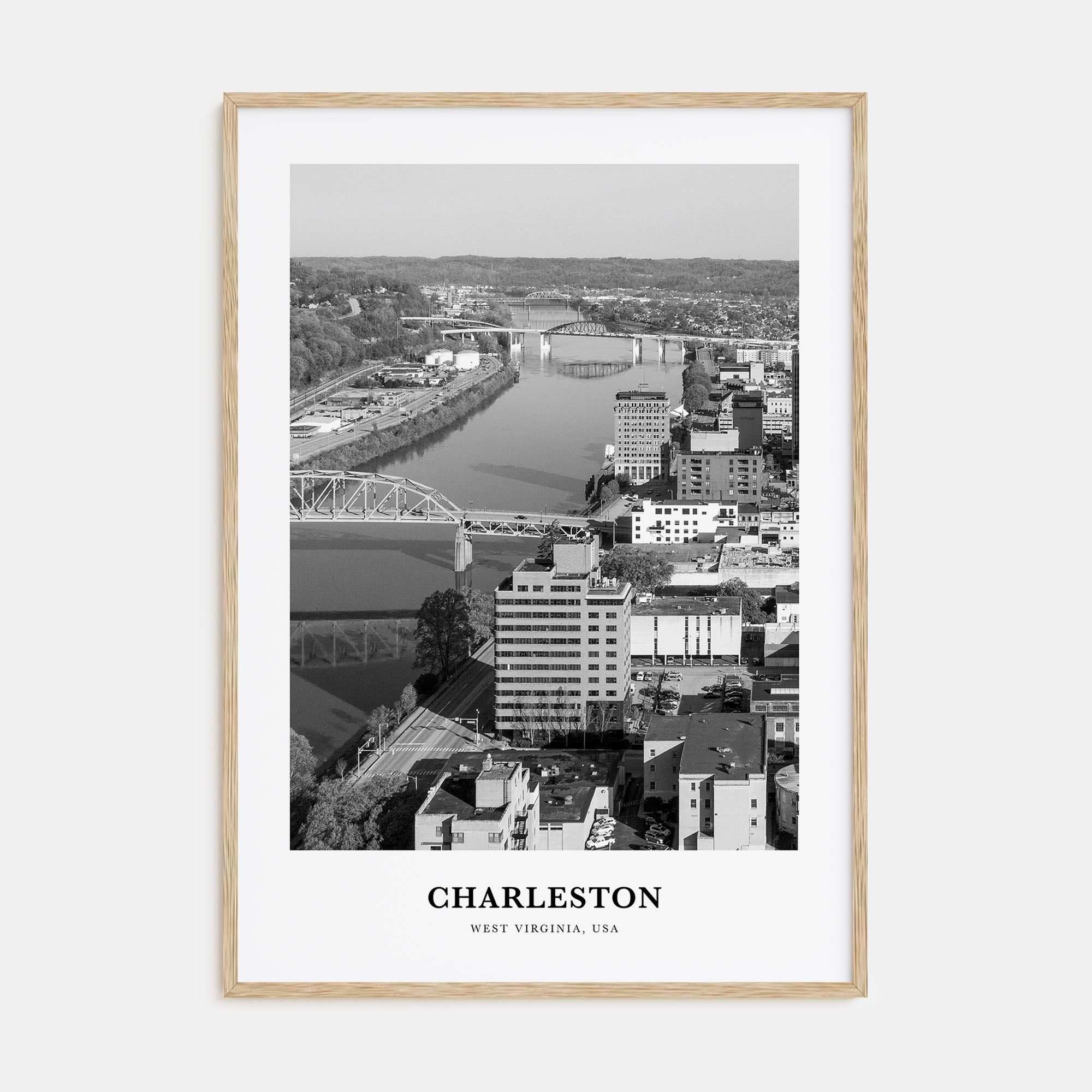 Charleston, West Virginia Portrait B&W Poster