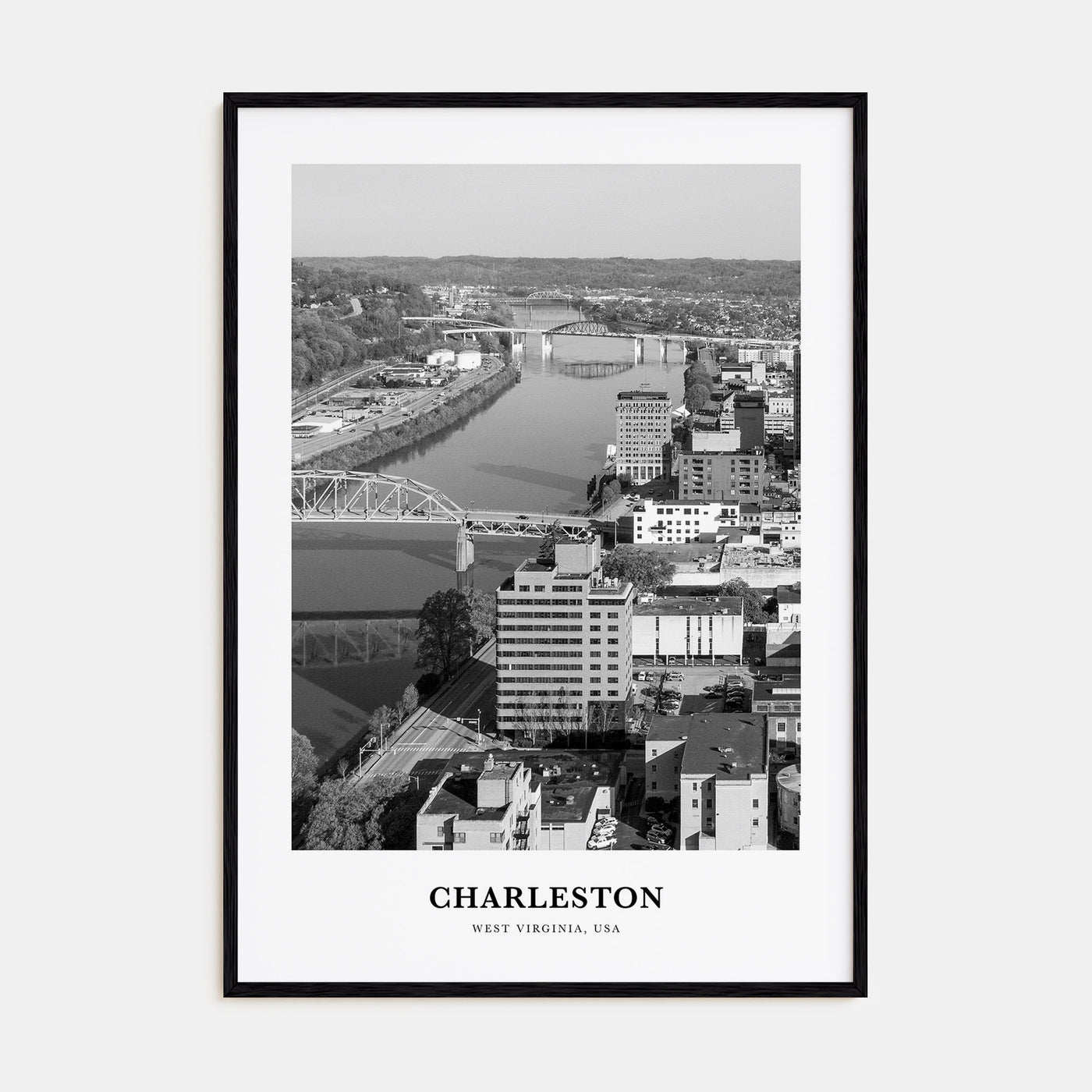 Charleston, West Virginia Portrait B&W Poster