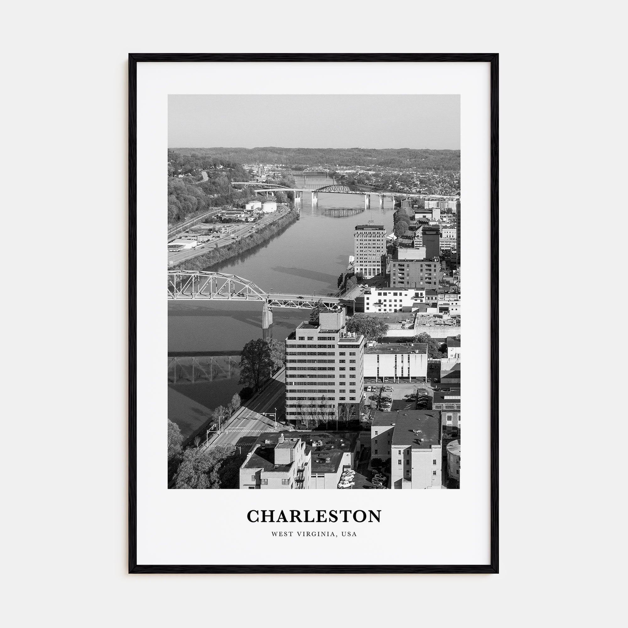 Charleston, West Virginia Portrait B&W Poster