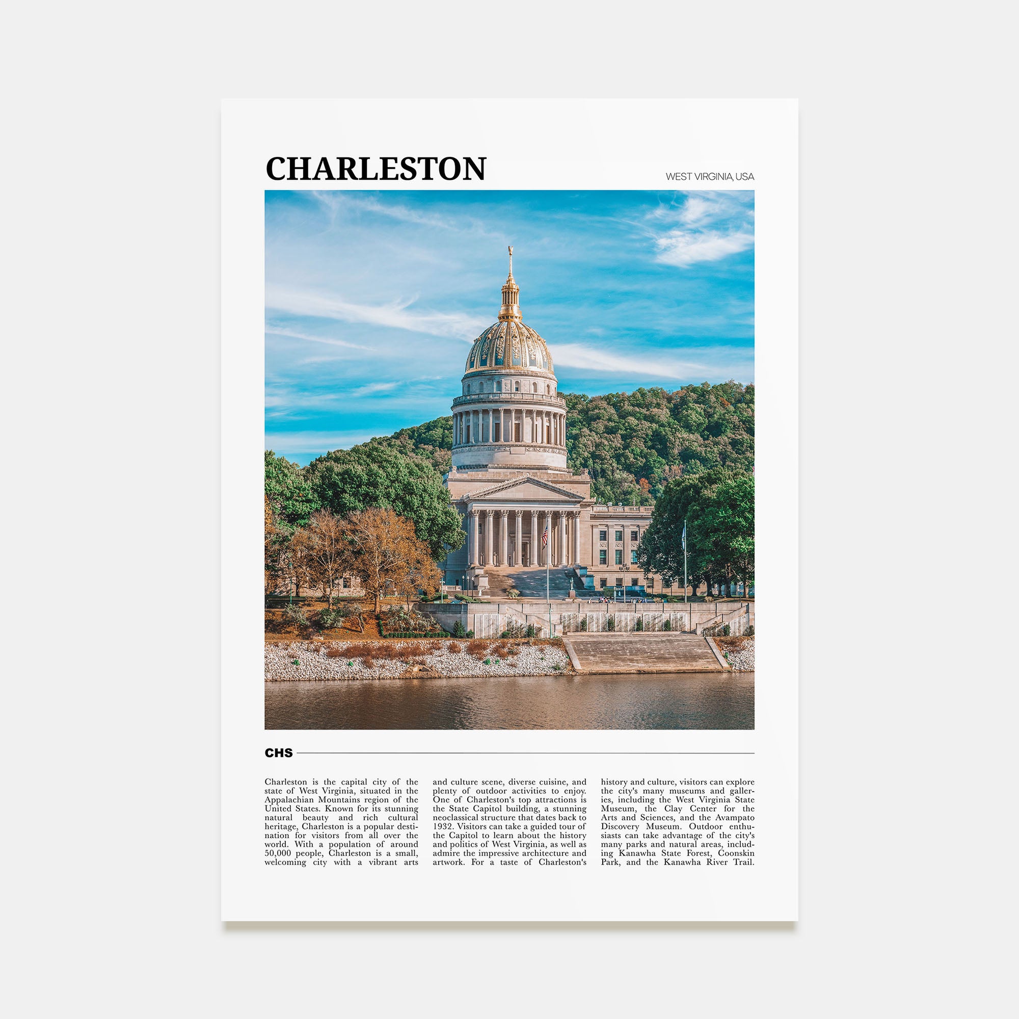 Charleston, West Virginia Travel Color Poster
