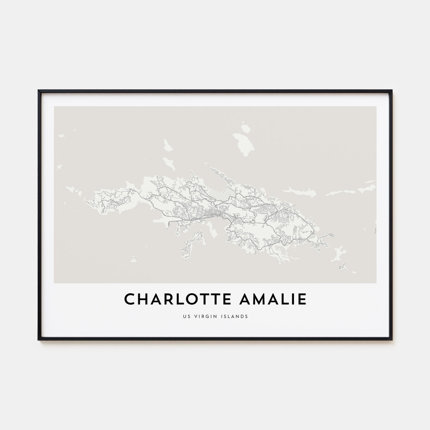 Charlotte Amalie Map Landscape Poster
